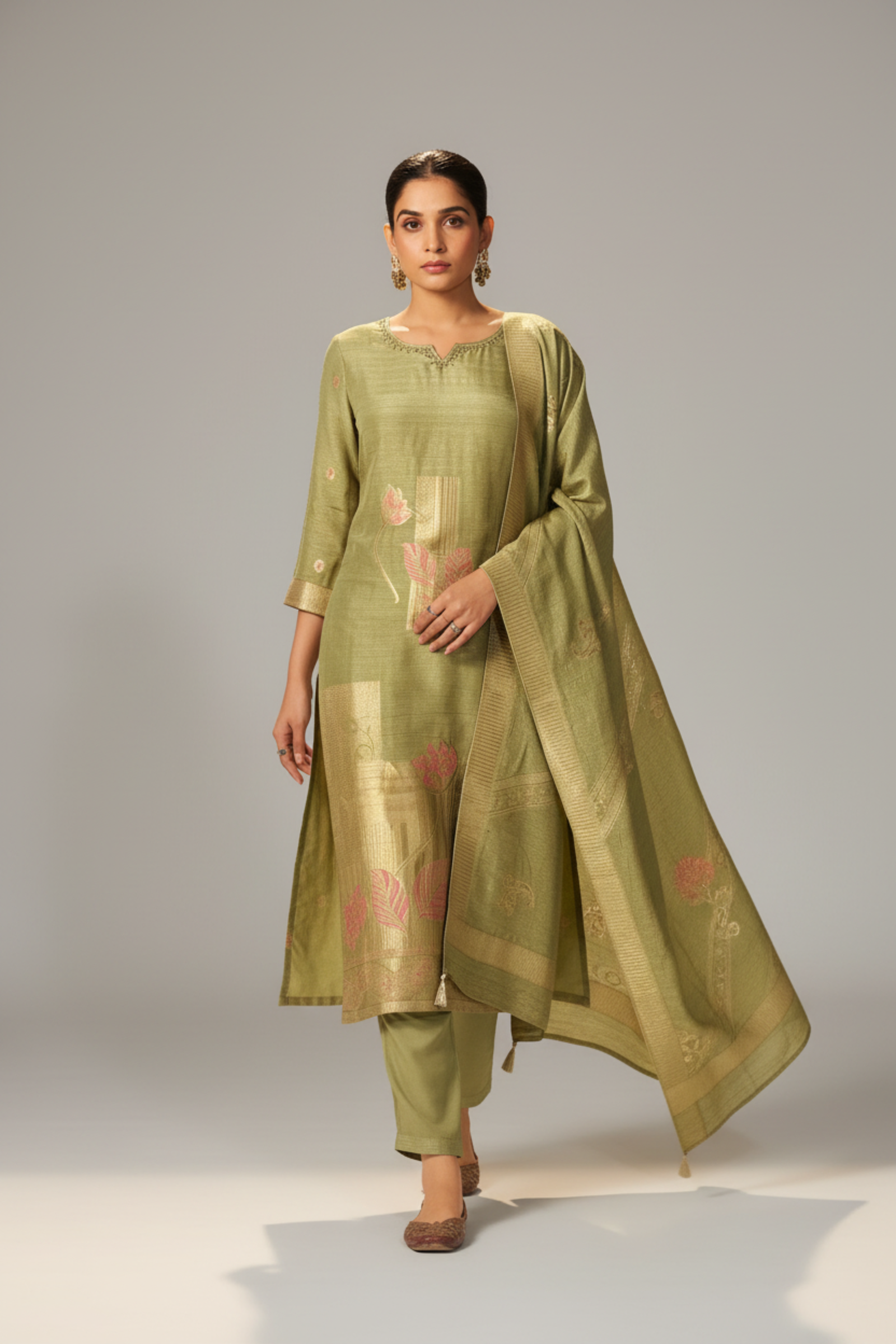Sage Live Linen Jacquard Kurta Set