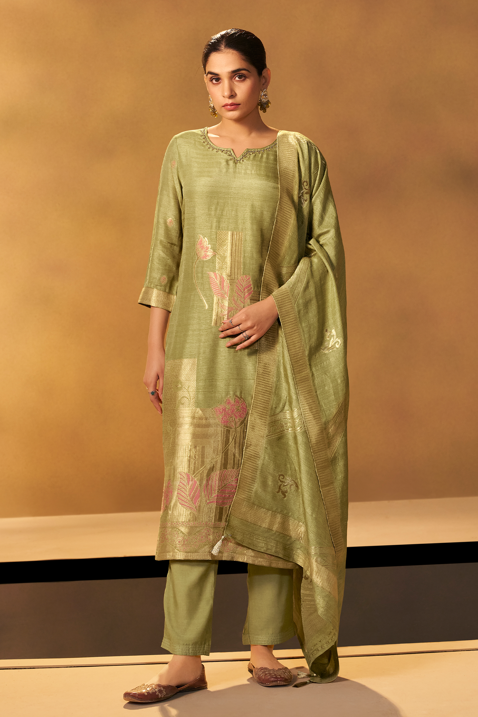 Sage Live Linen Jacquard Kurta Set