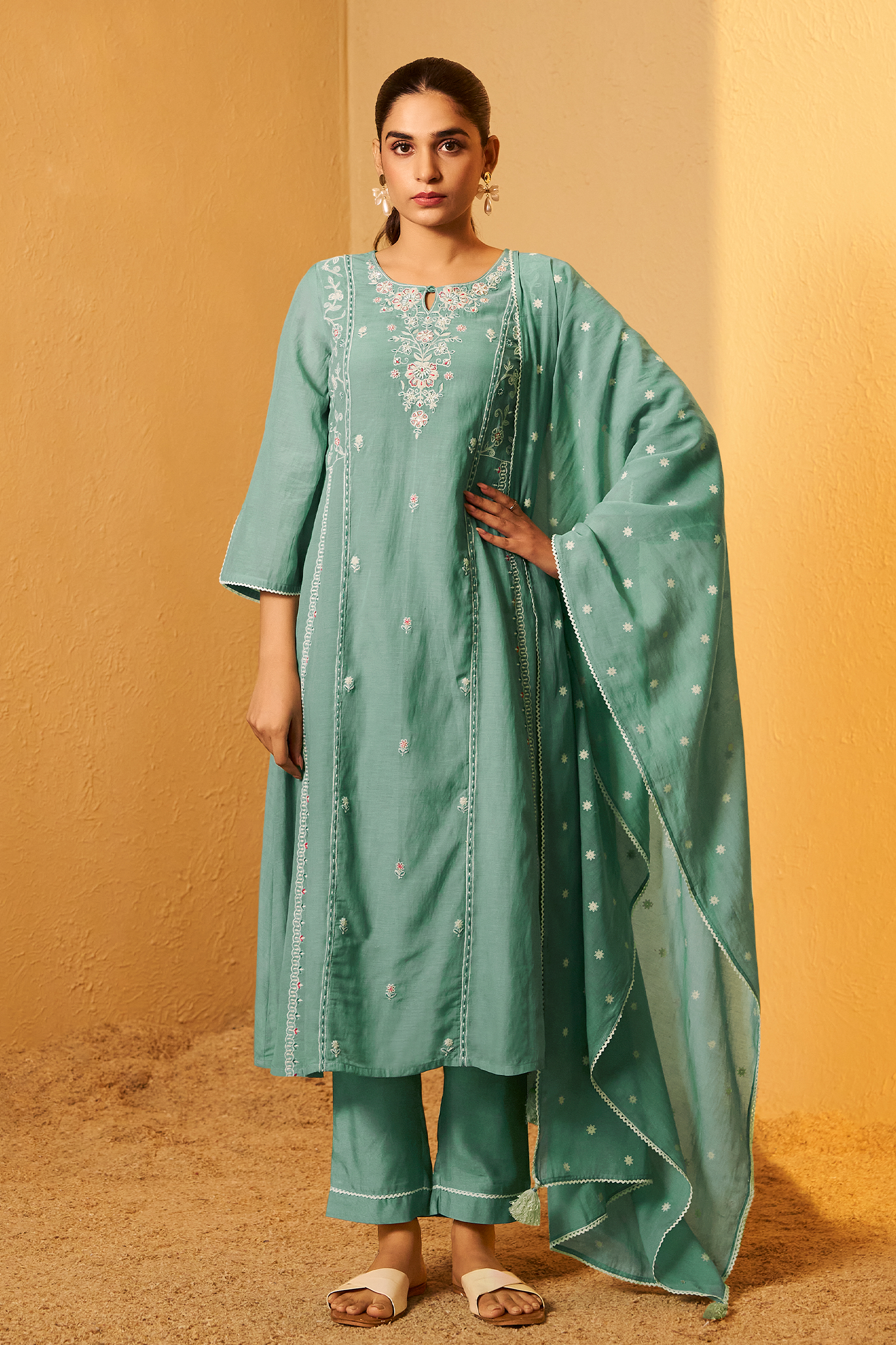 Ocean Mint Embroidered Kurta Set