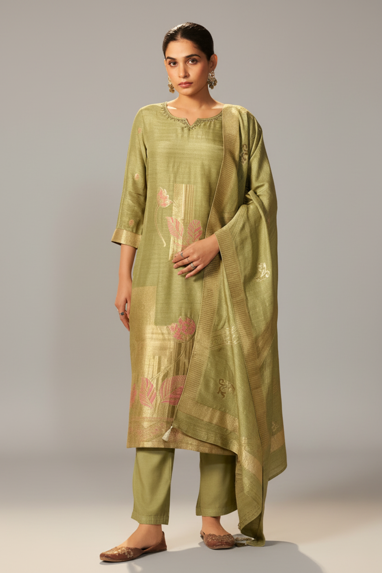 Sage Live Linen Jacquard Kurta Set