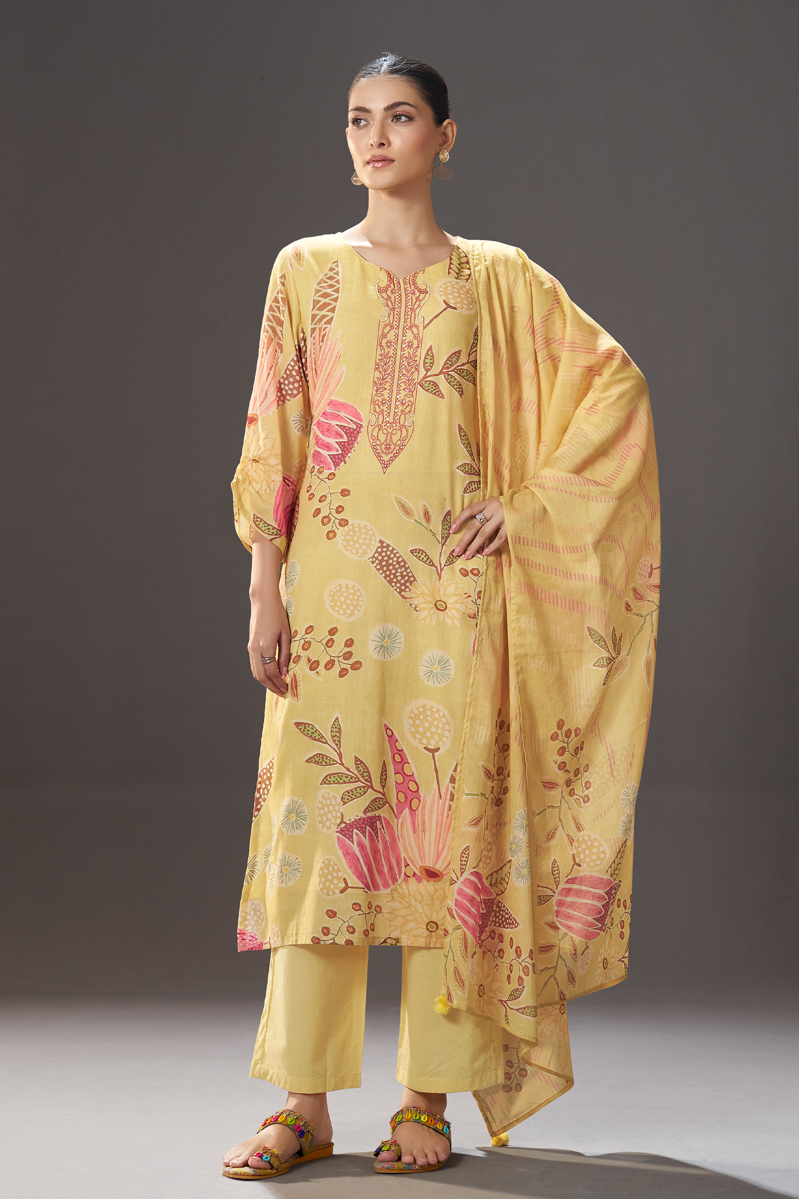 Sunlit Mustard Digital Printed Kurta Set