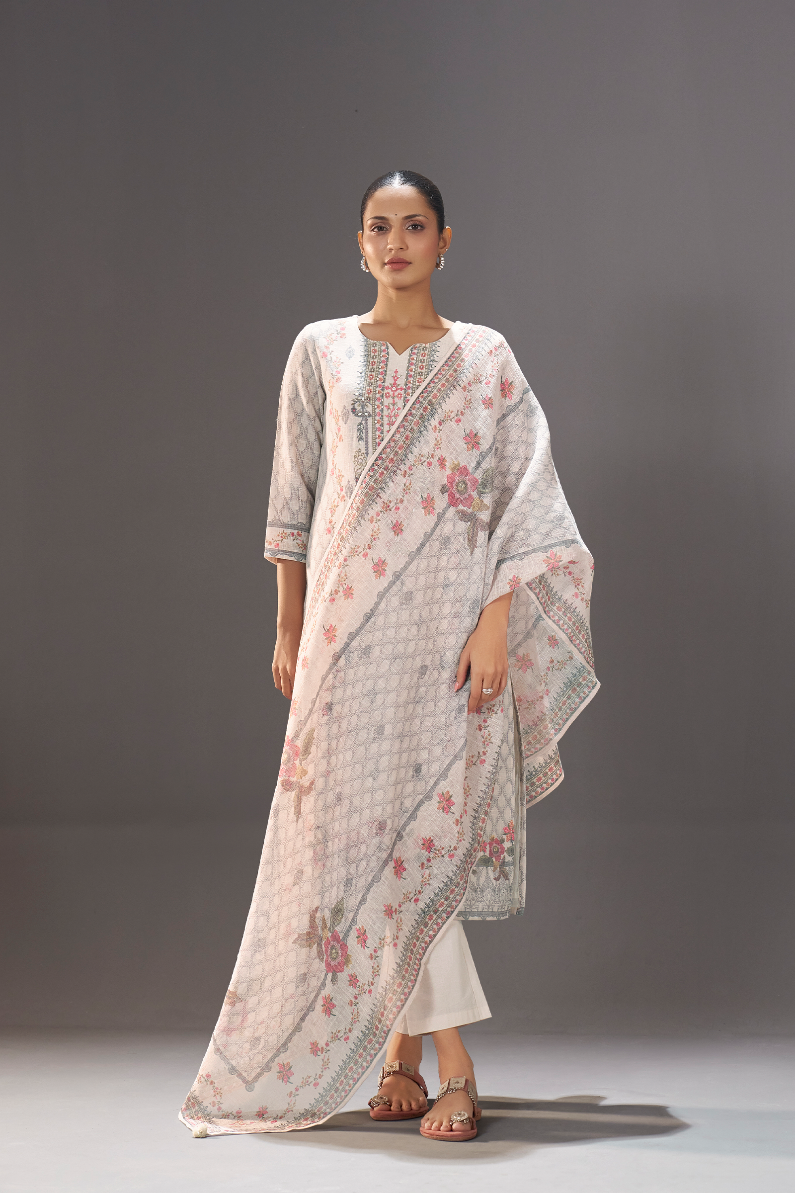 Stone Ivory Digital Printed Kurta Set