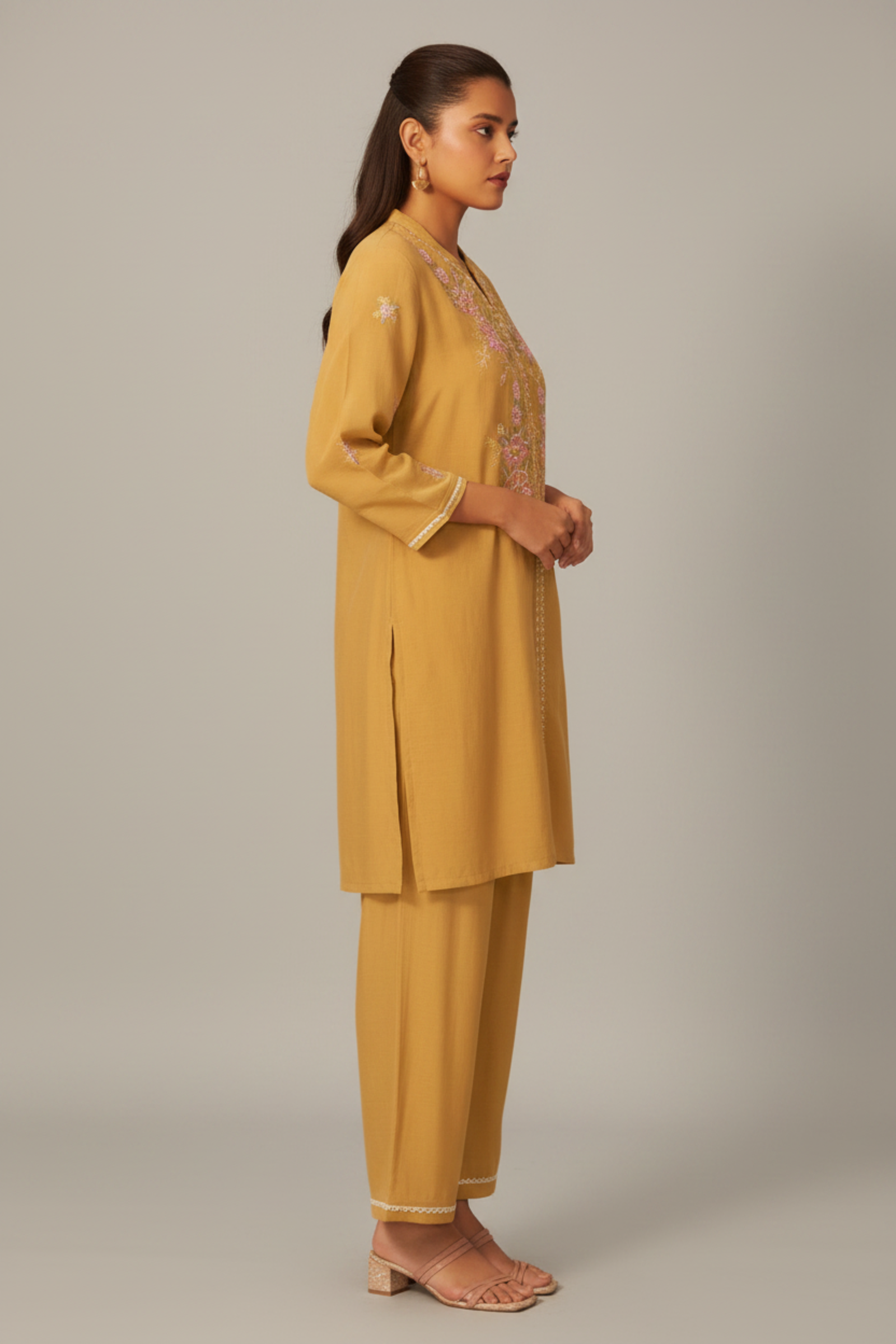 Honey Gold Mul Chanderi Co-ord Set