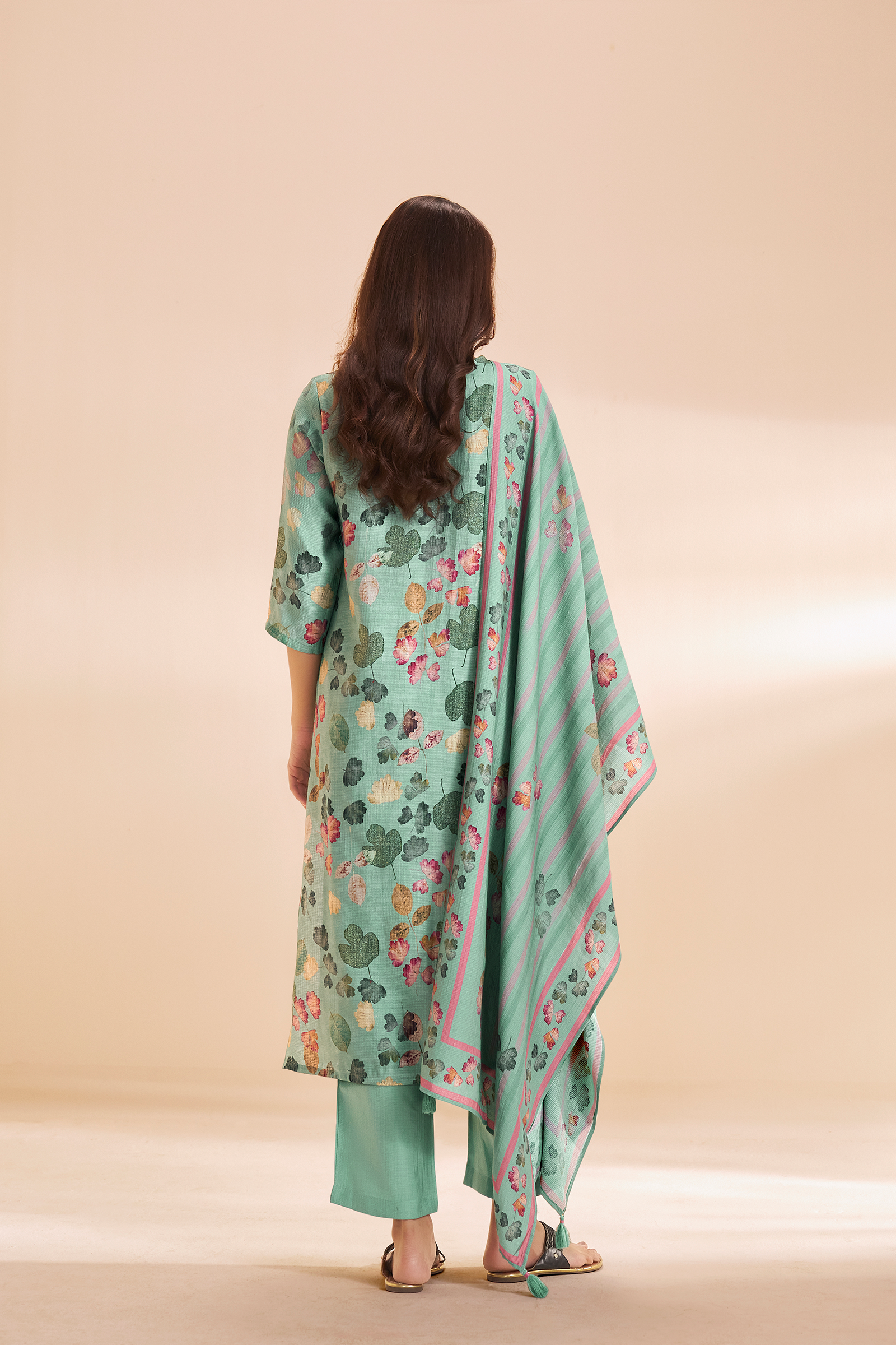Soft Jade Digital Printed & Embroidered Viscose Kurta Set