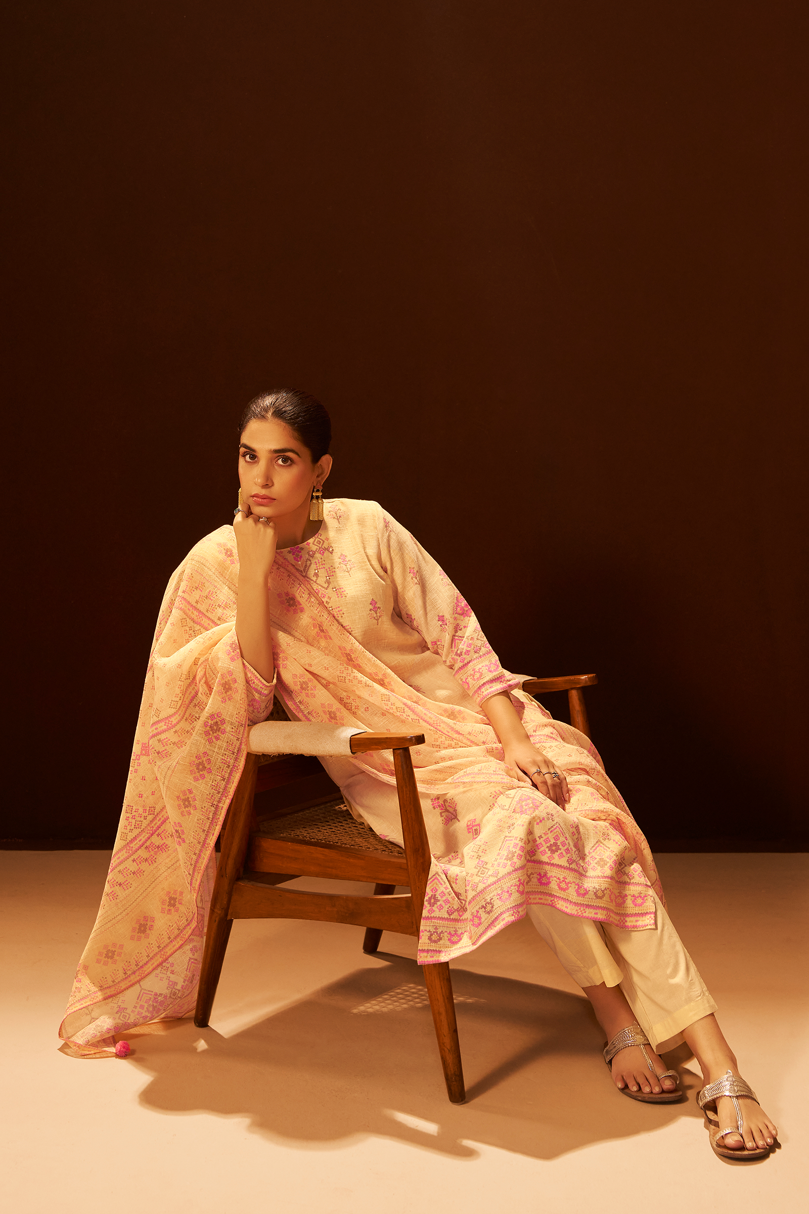Peach Blush Digital Printed Embroidered Kurta Set