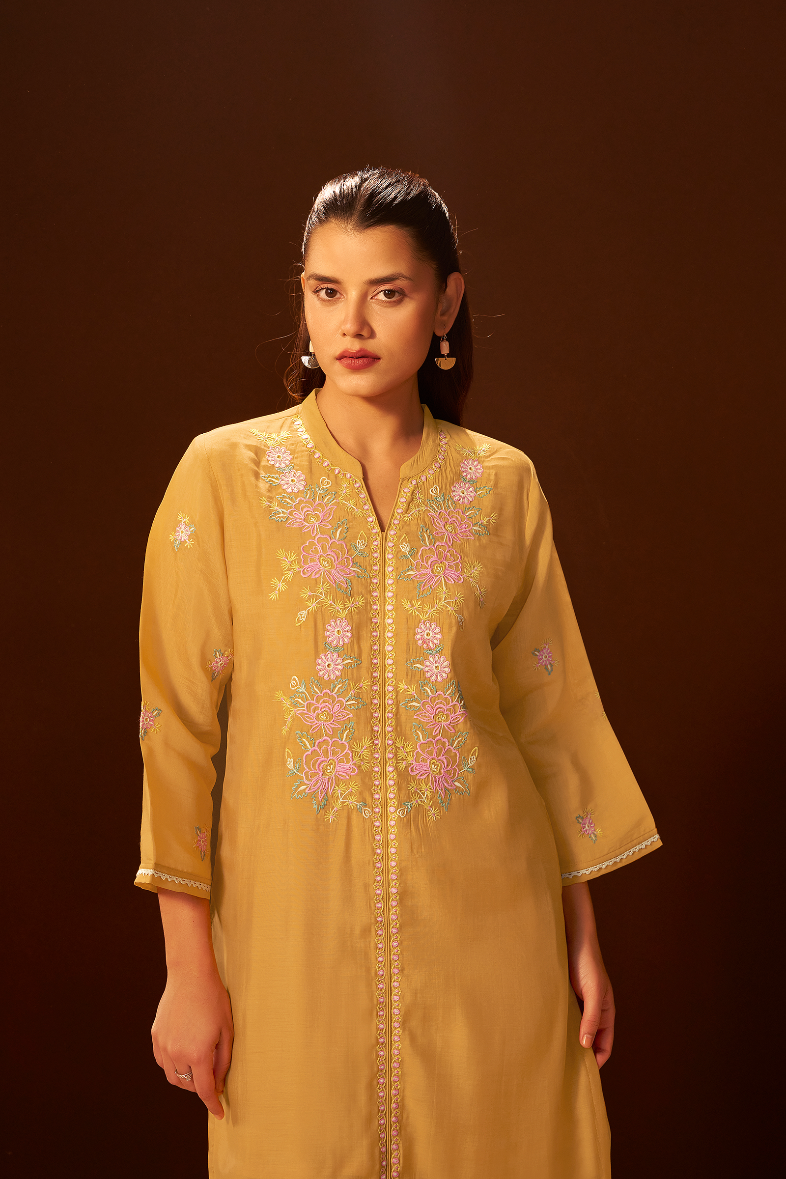 Honey Gold Mul Chanderi Co-ord Set
