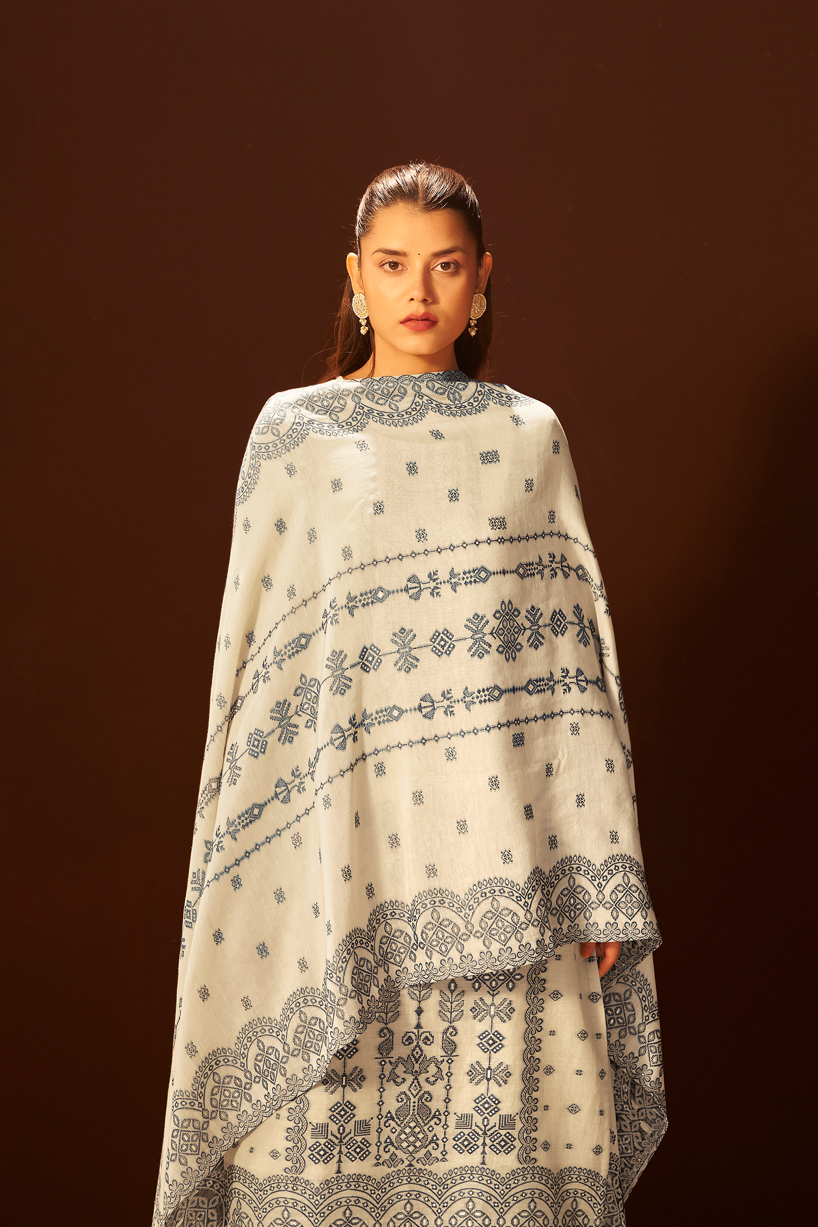 Moonstone Ivory Linen Jacquard Kurta Set