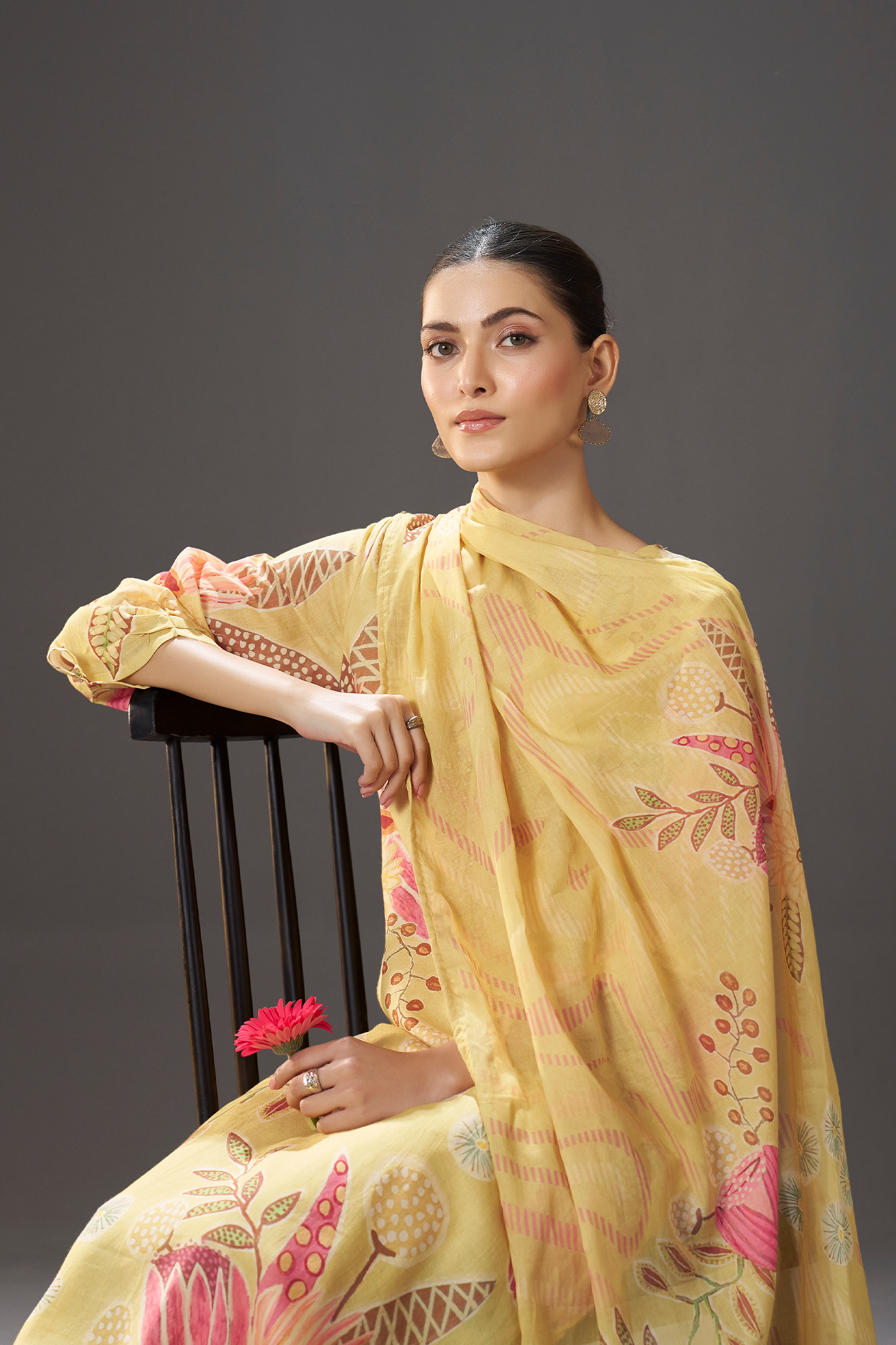Sunlit Mustard Digital Printed Kurta Set