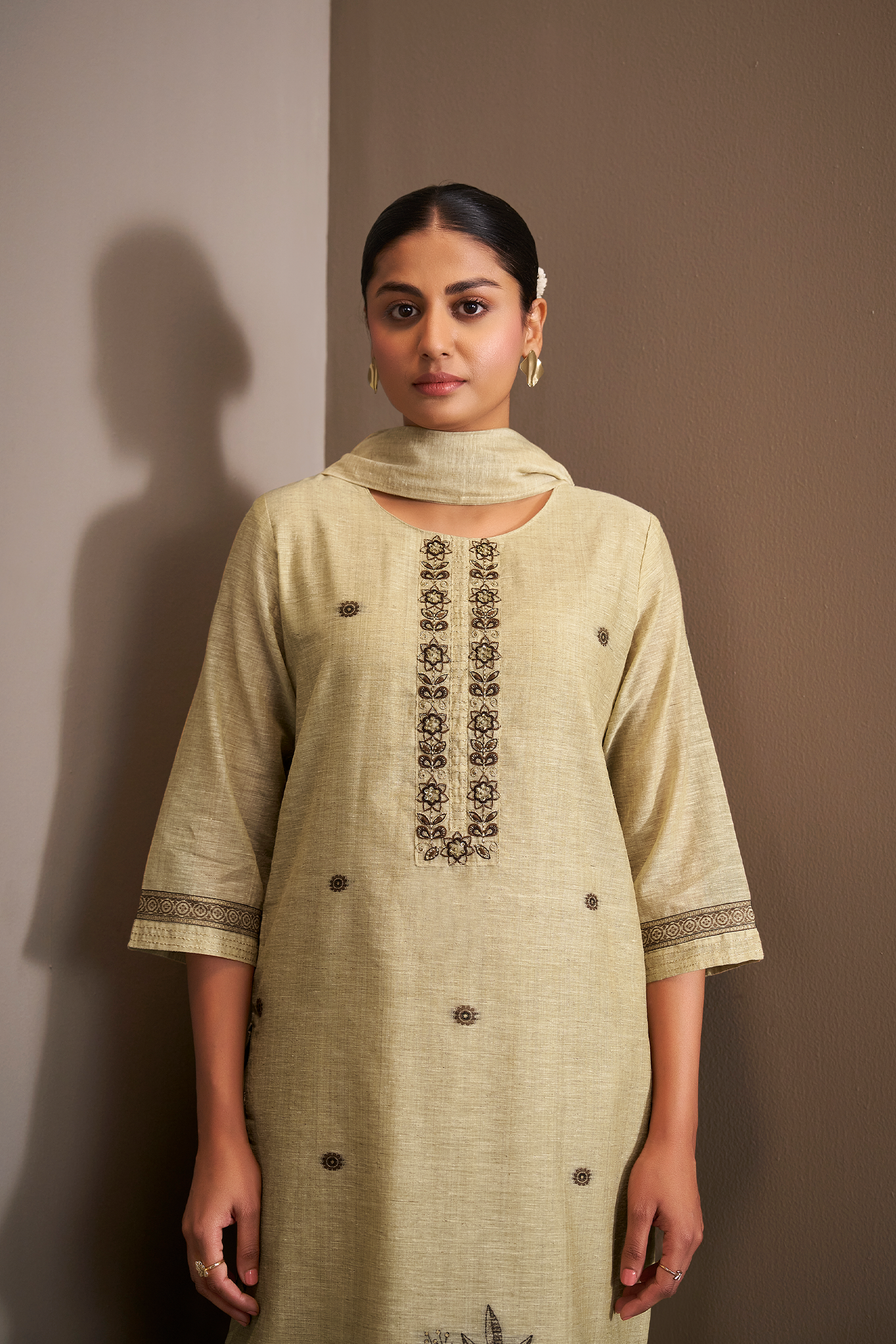 Butter Yellow Embroidered Kurta Set