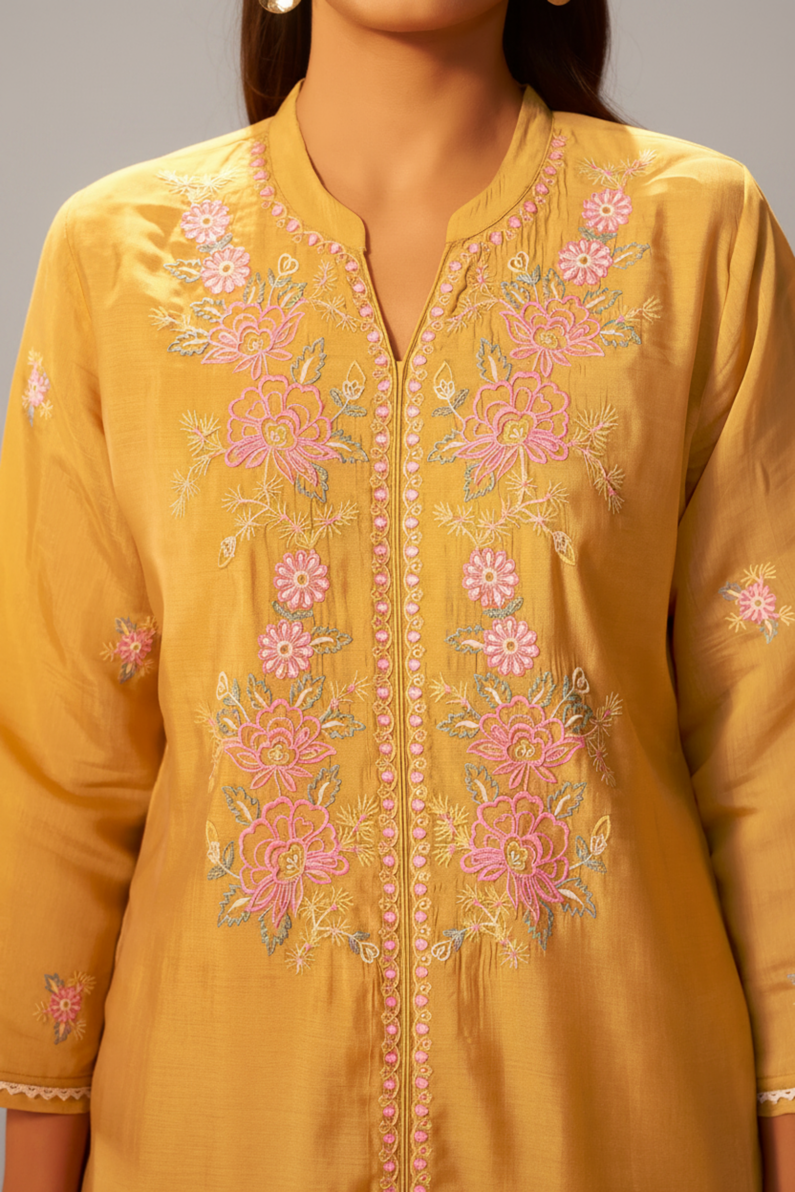Honey Gold Mul Chanderi Co-ord Set