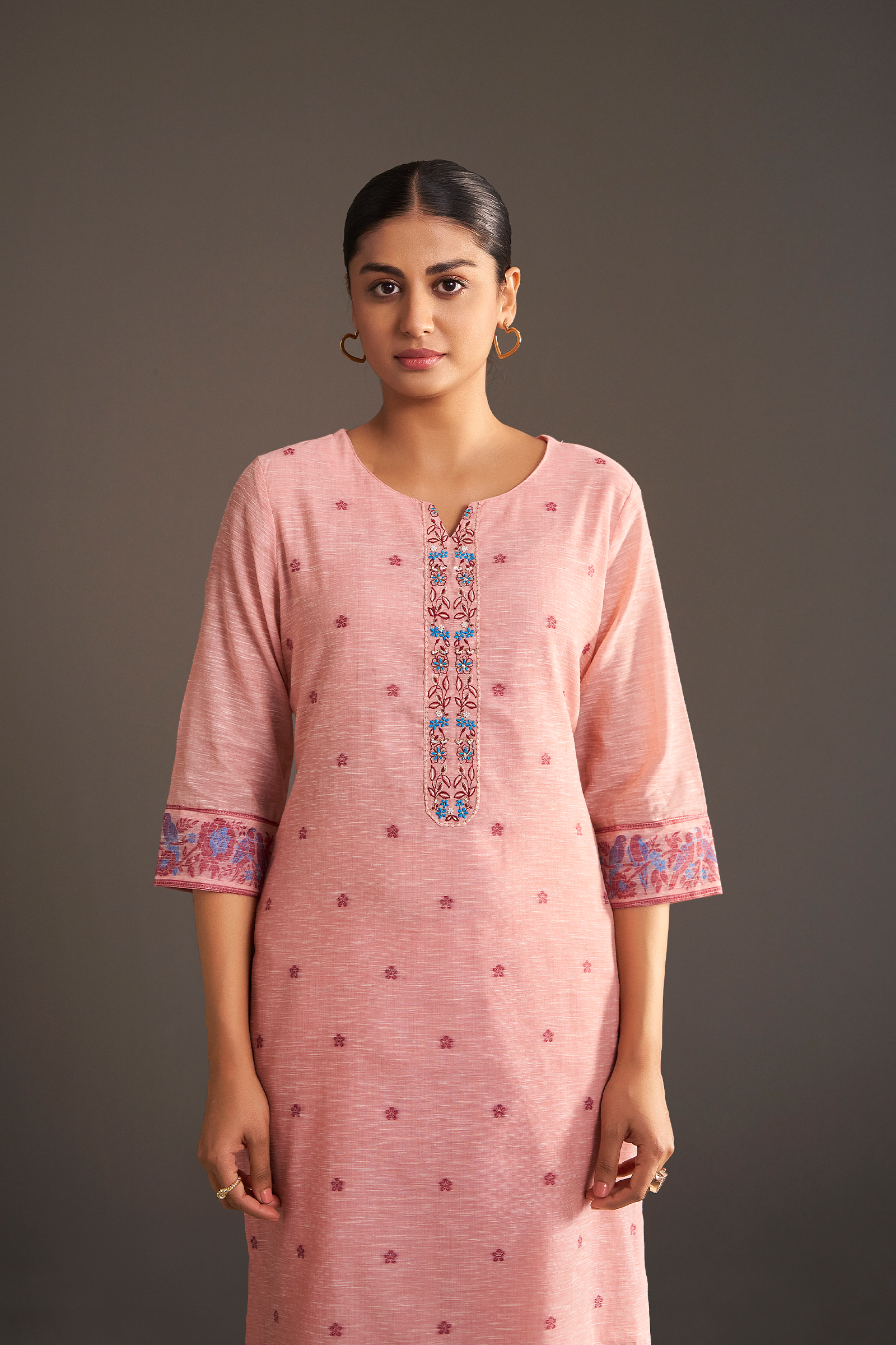 Blush Berry Linen Chanderi Jacquard Kurta Set