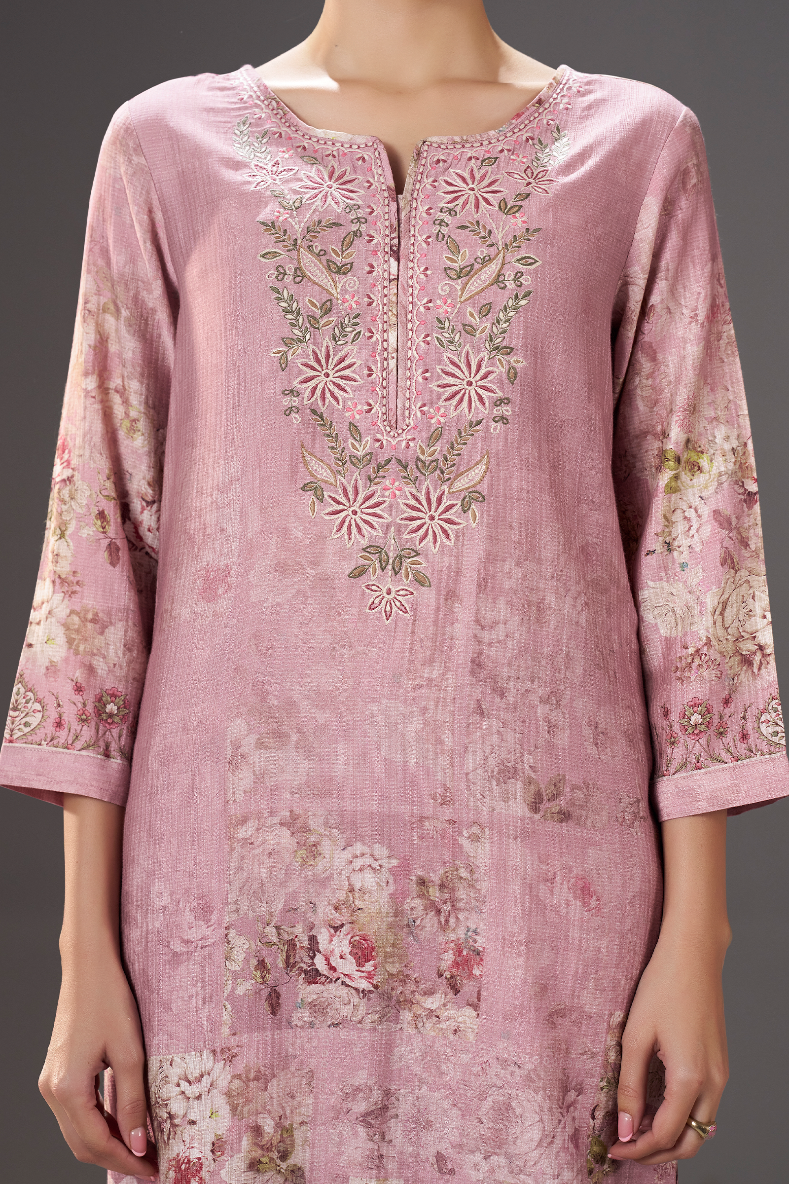 Dusty Rose Digital Printed Viscose Kurta Set
