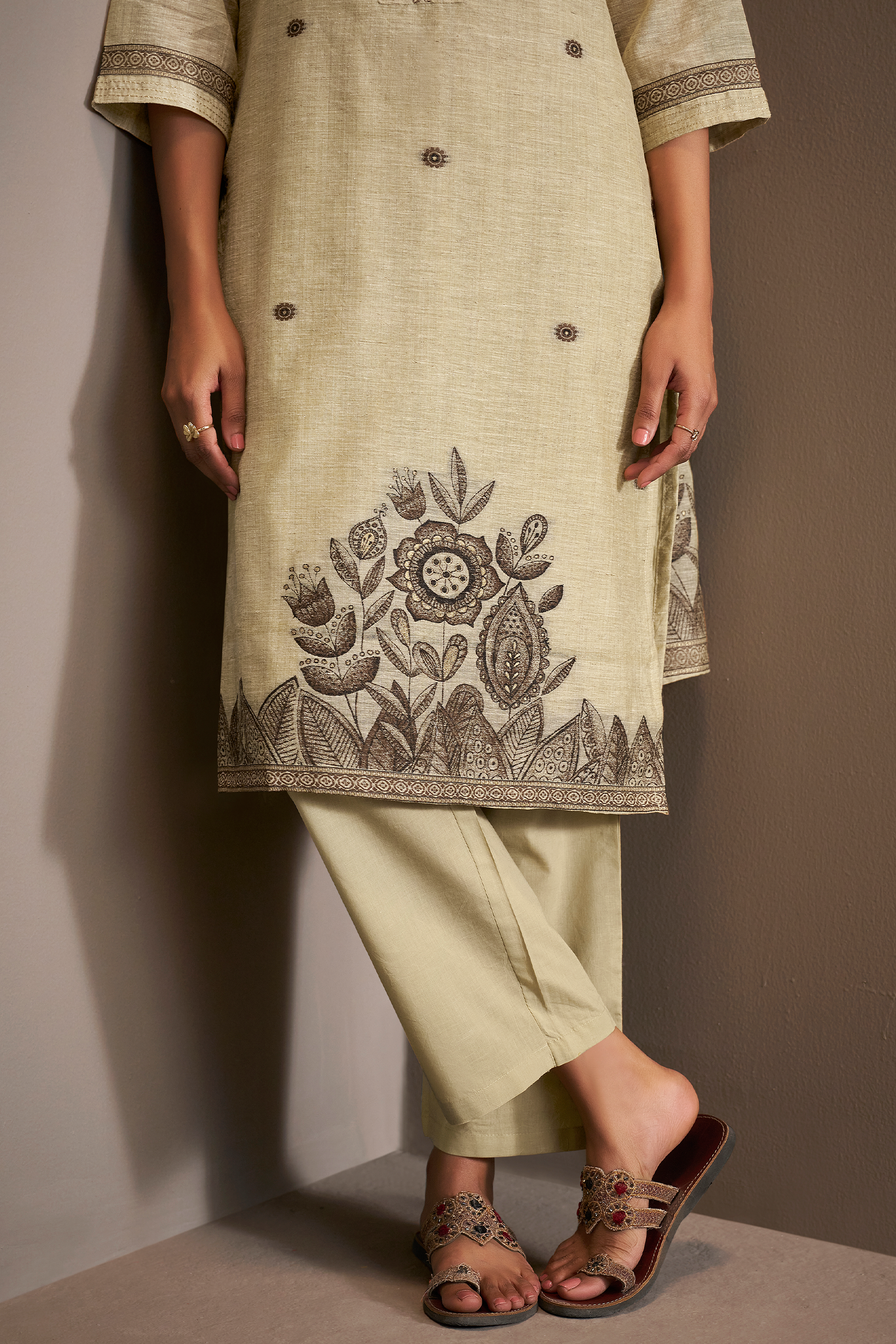 Butter Yellow Embroidered Kurta Set