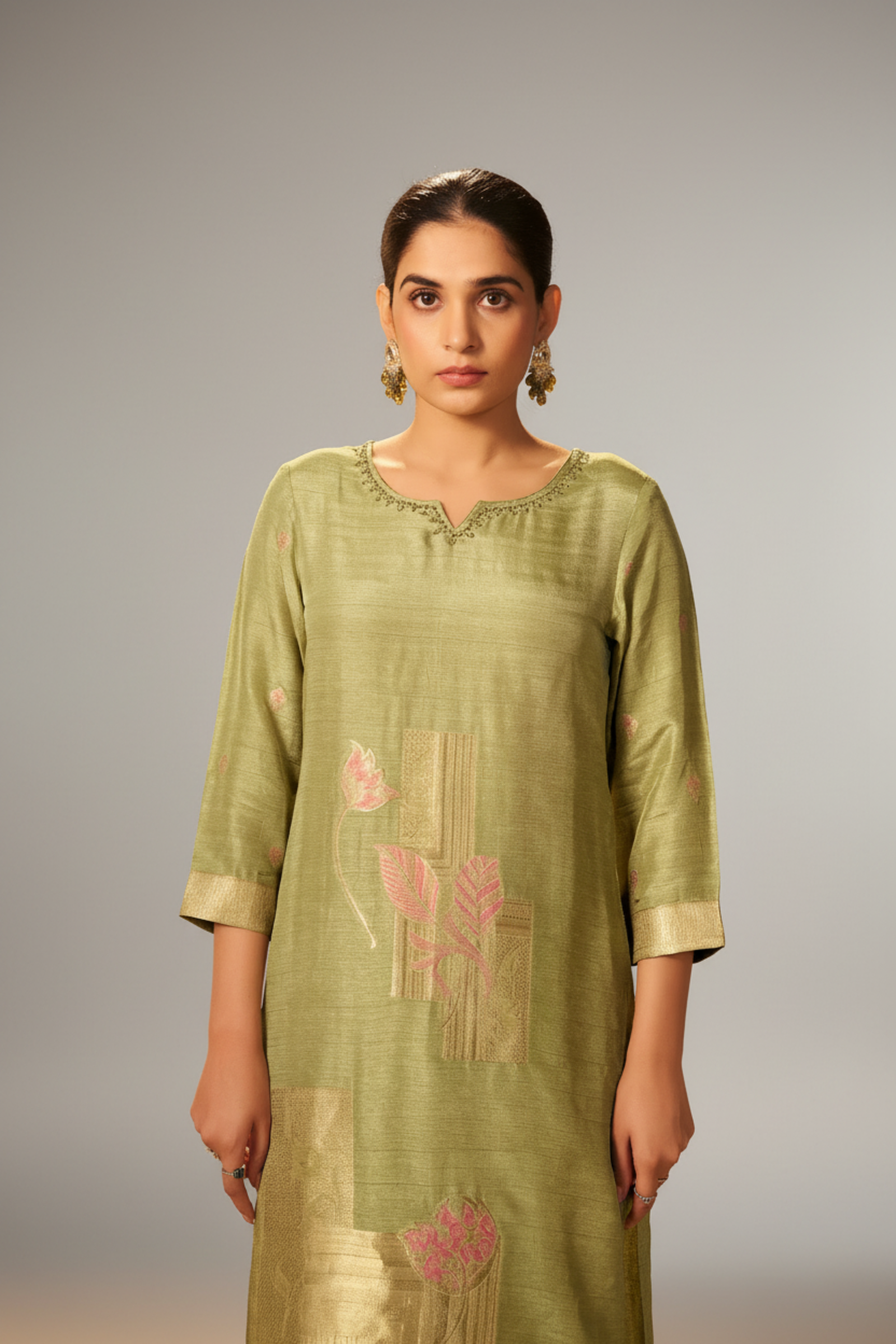 Sage Live Linen Jacquard Kurta Set