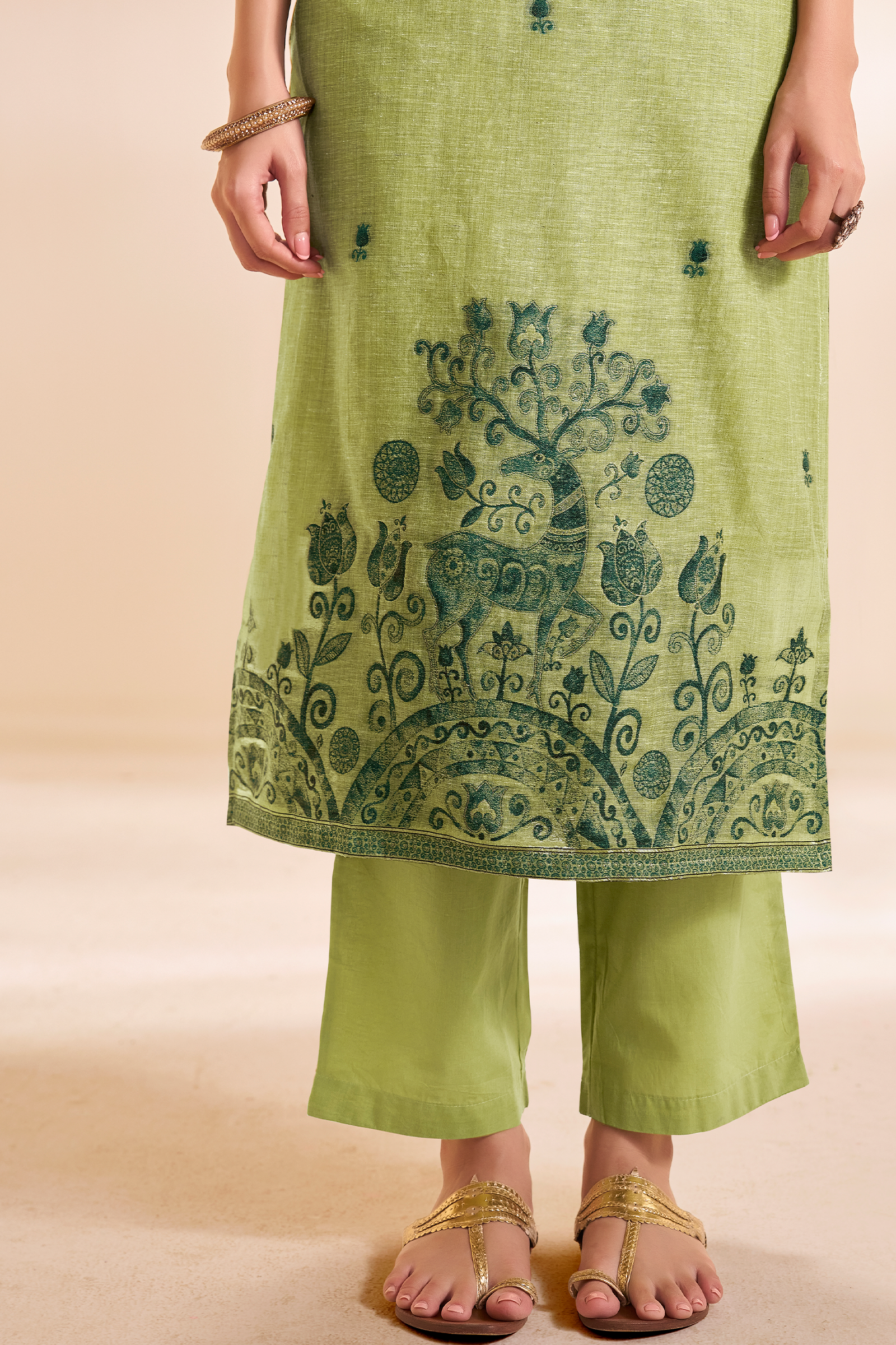 Olive Bloom Embroidered Kurta Set