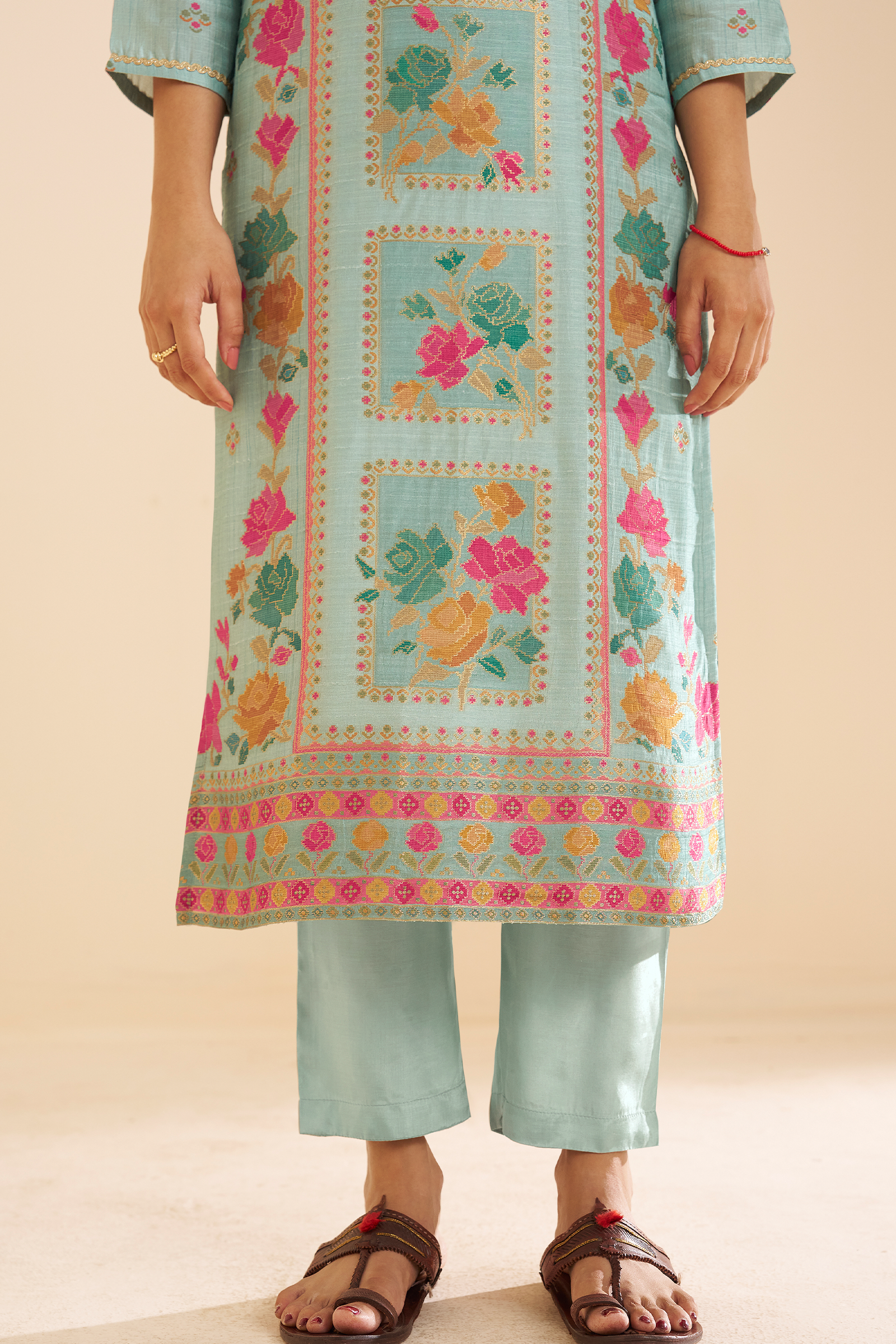 Aqua Teal Printed Kurta Set