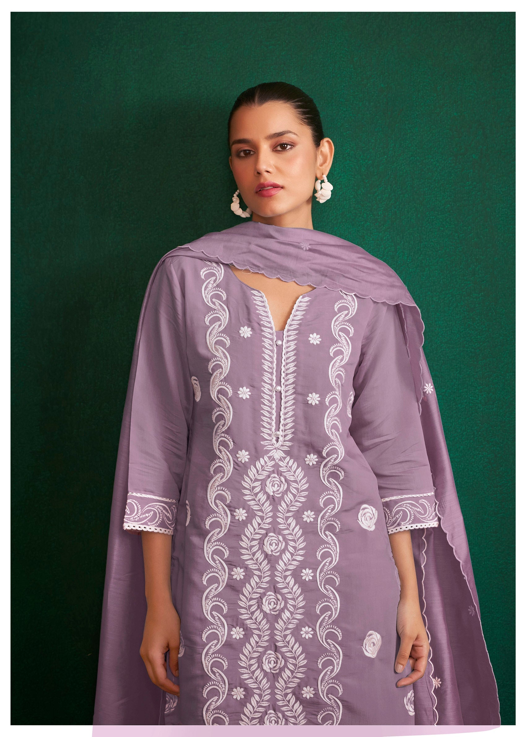 Amethyst Charm Chikankari Modal Chanderi Set-fourbuttons-in