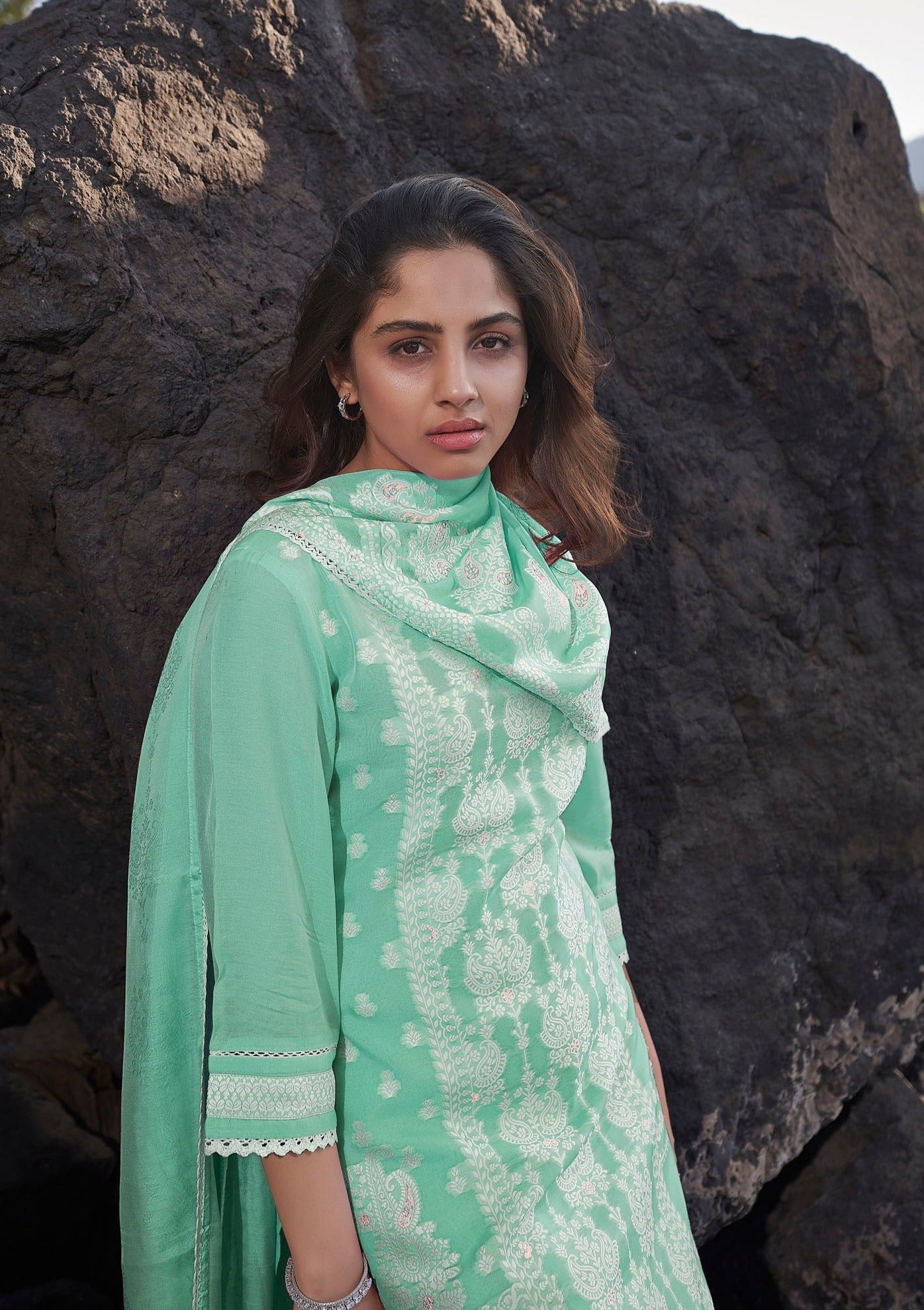 Aqua Hues Chanderi Kurta Set