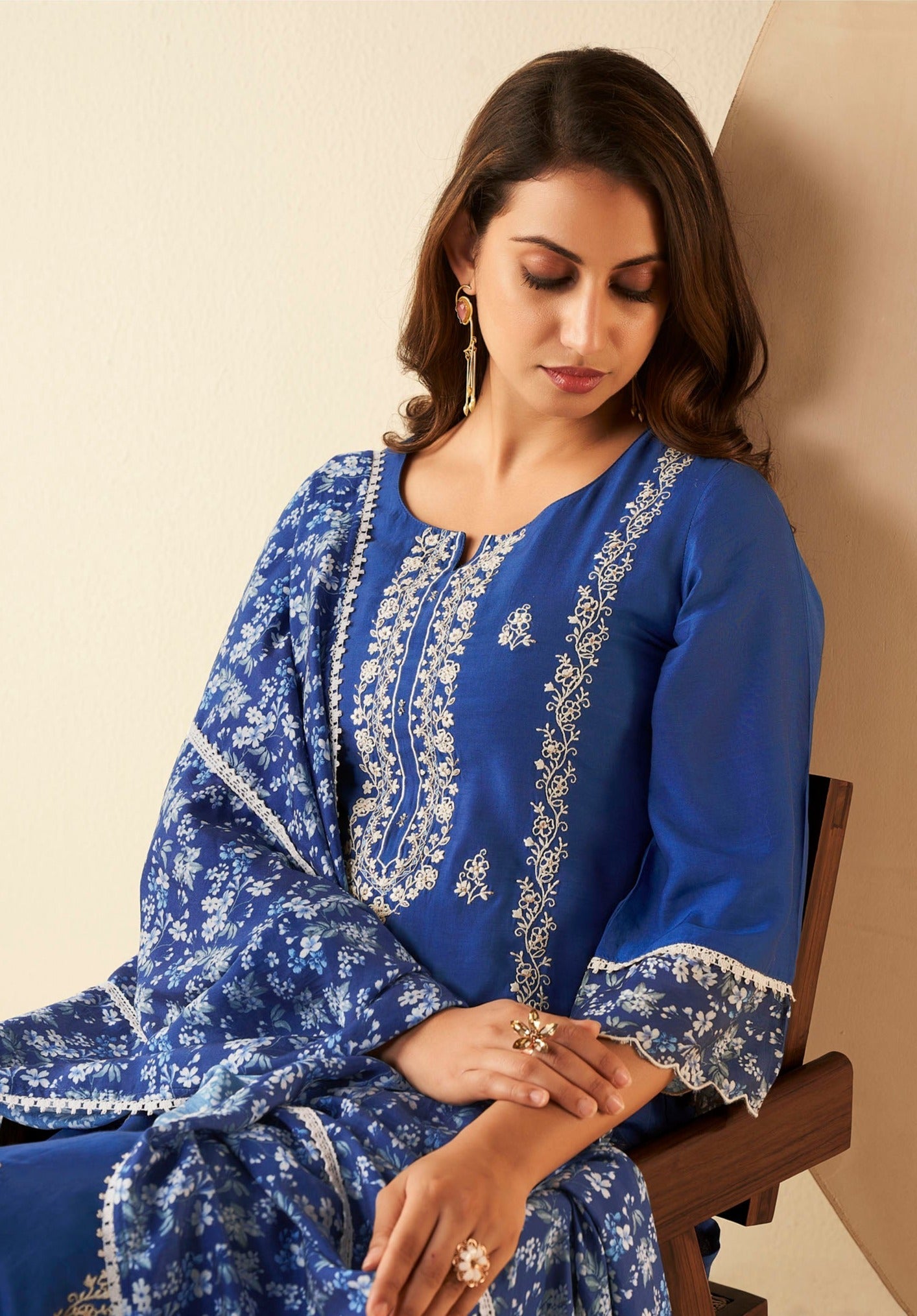 Azure Muse Embroidered Silk Kurta Set-fourbuttons-in