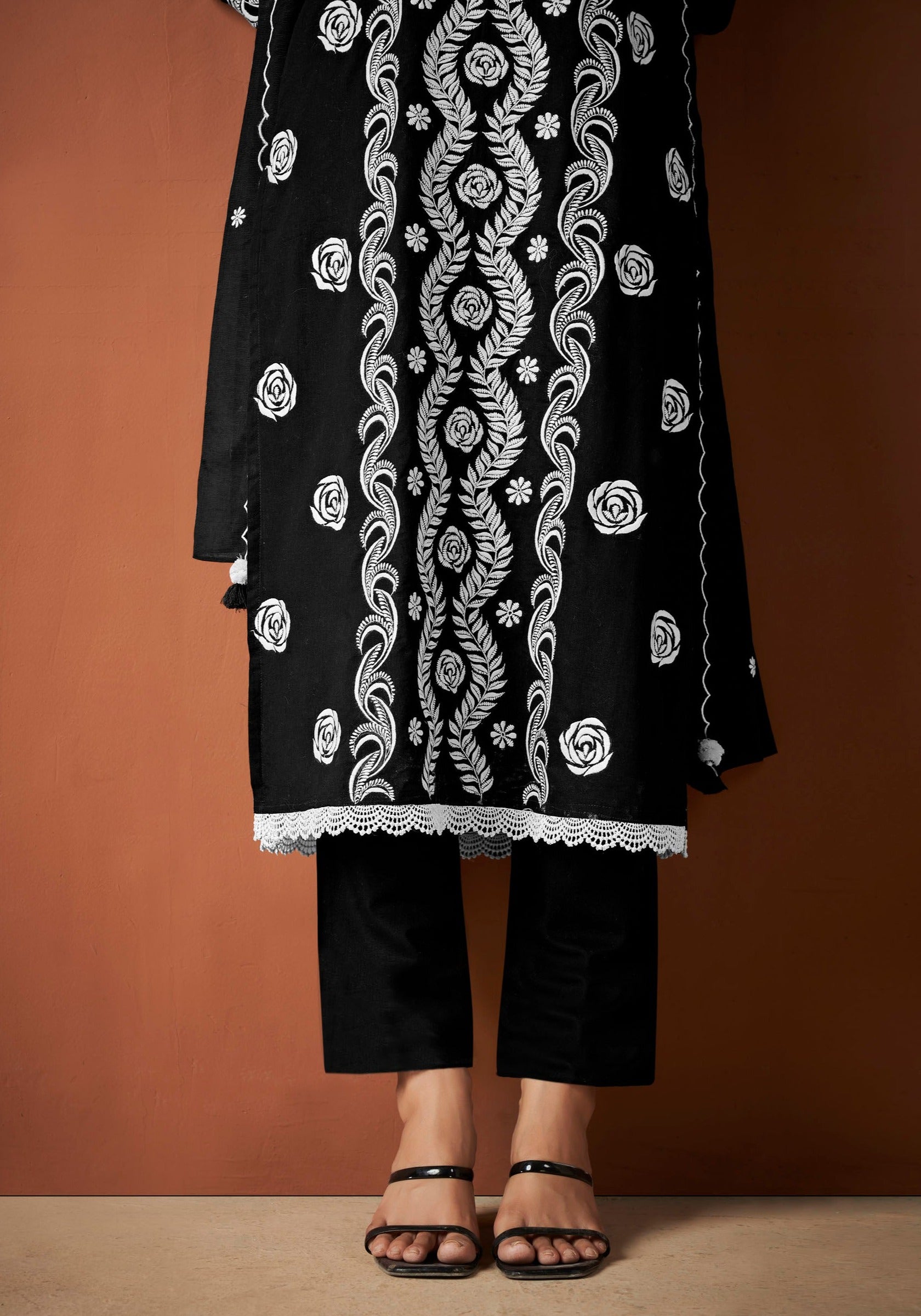 Black Cambric Cotton Chikankari Kurta Set