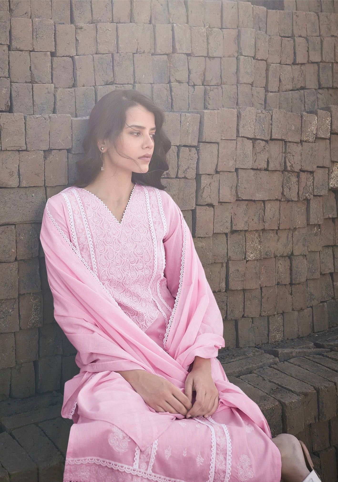 Blush Chikankari Kurta Set-fourbuttons-in