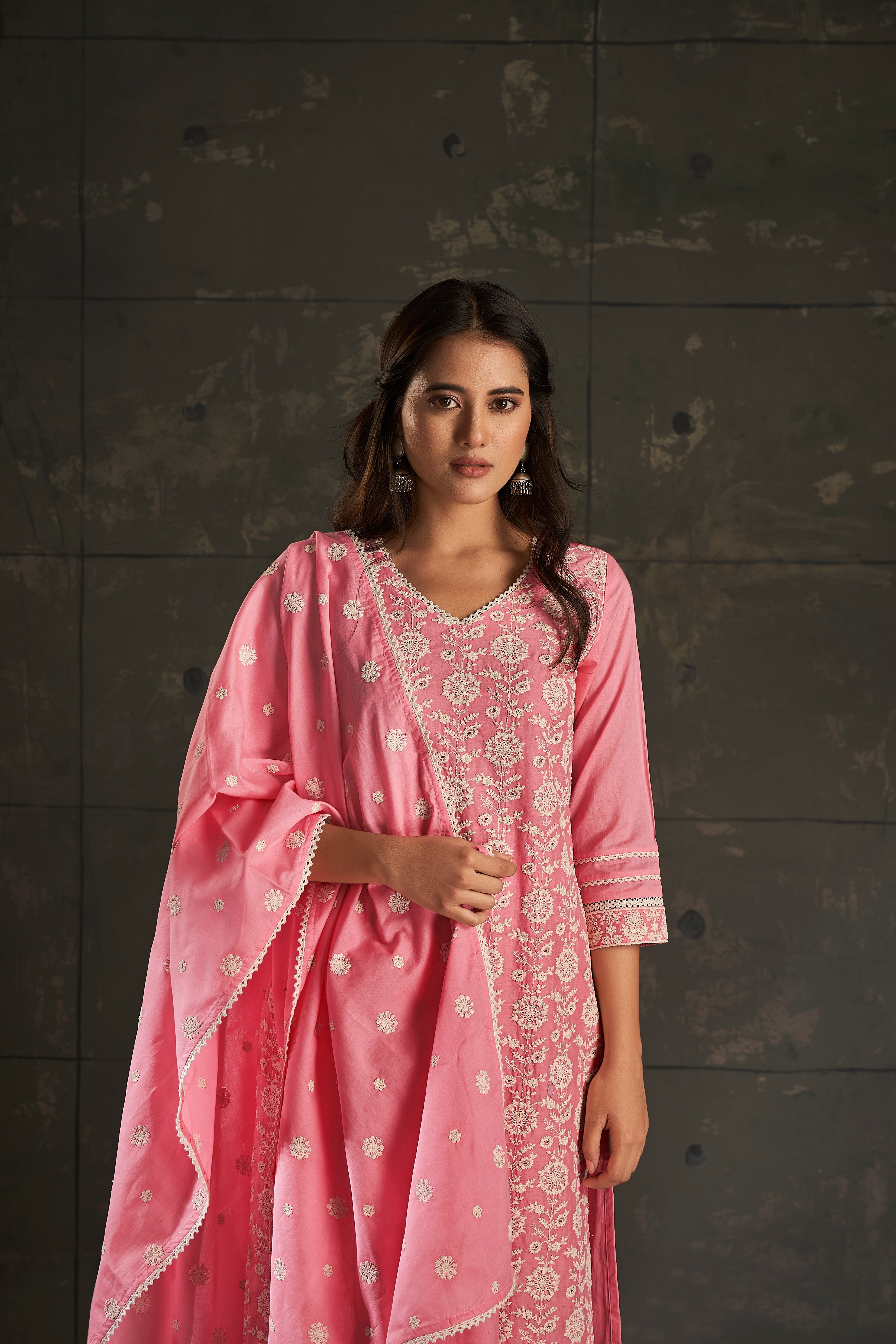 Candy Floss Cotton Kurta Set-fourbuttons-in