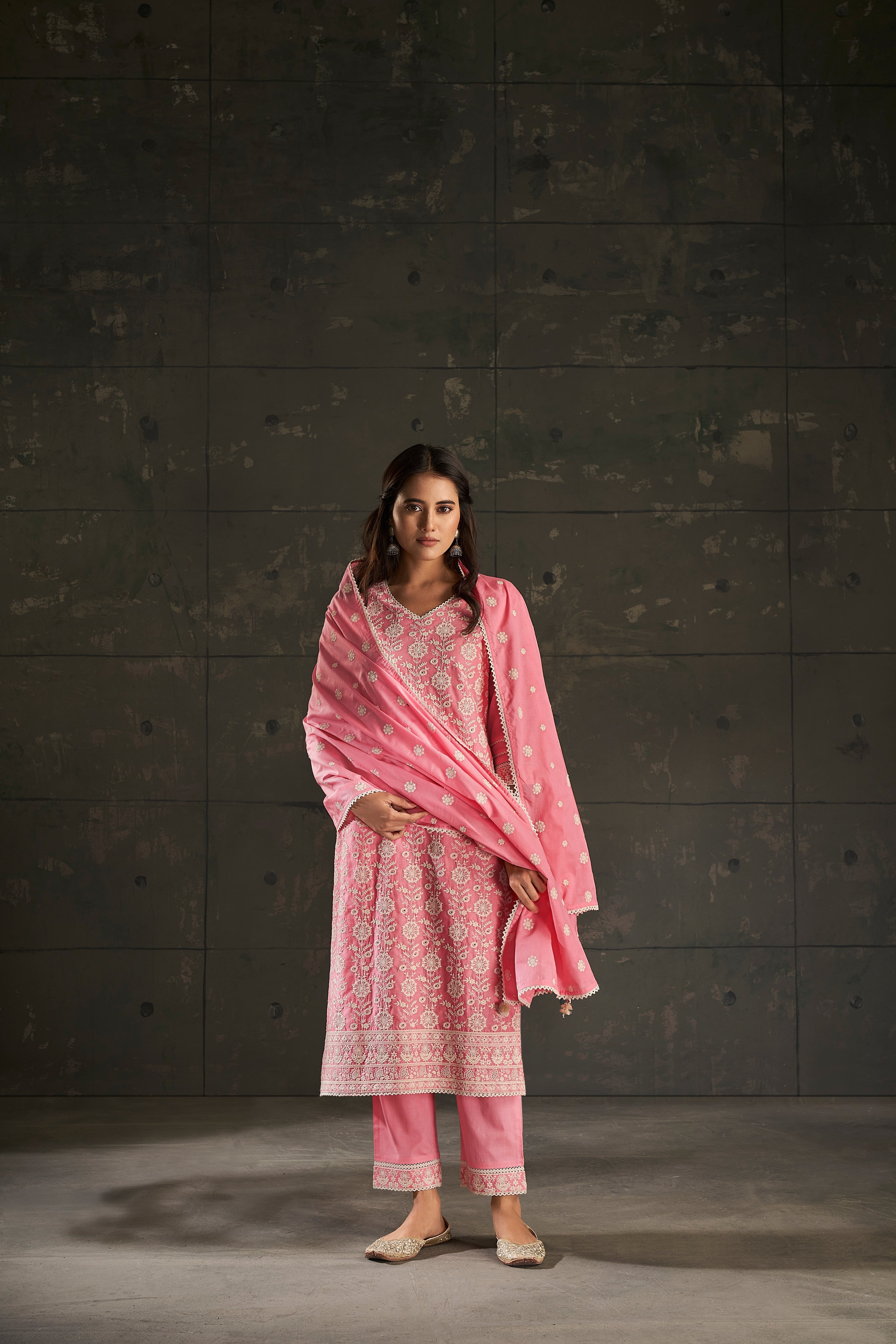 Candy Floss Cotton Kurta Set-fourbuttons-in