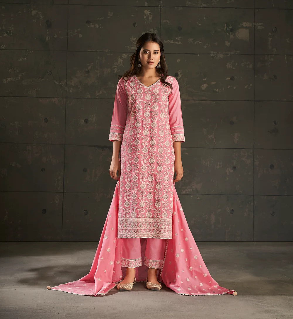 Candy Floss Cotton Kurta Set-fourbuttons-in