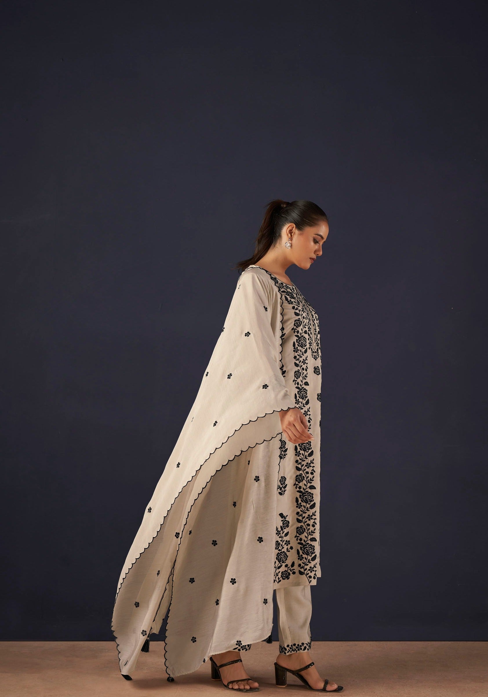 Cream Chikankari Kurta Set