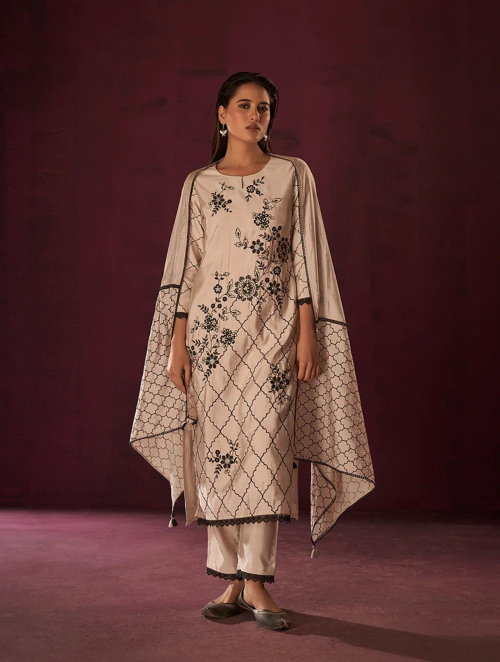 Crescent Chikankari Kurta Set-fourbuttons-in