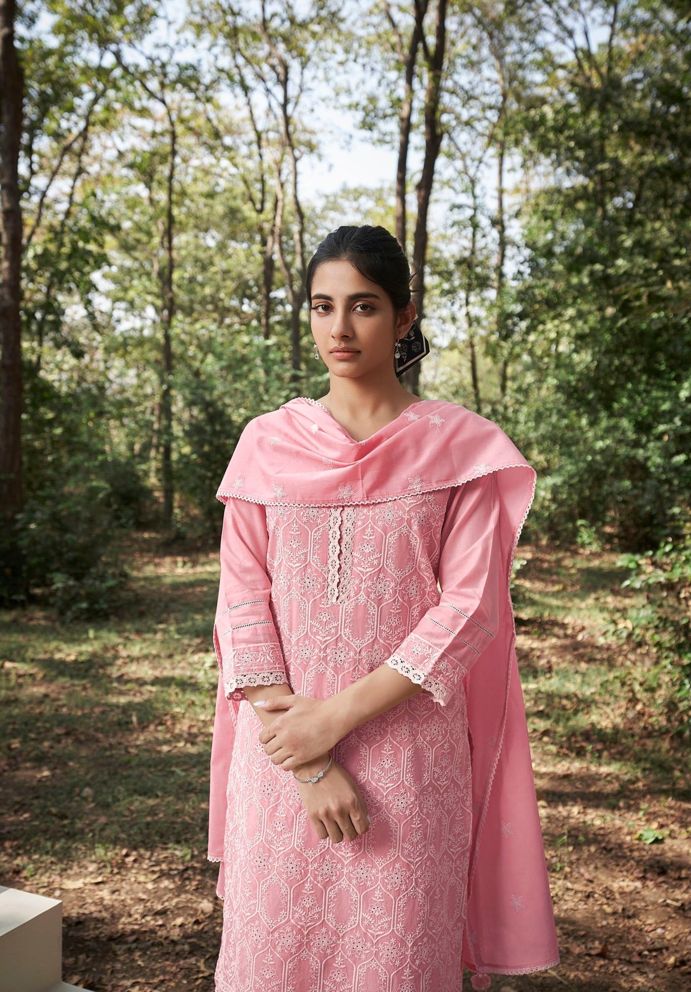 Flamingo Soft Cotton Kurta Set-fourbuttons-in