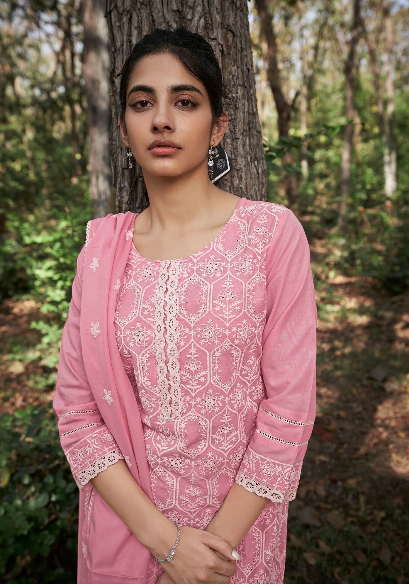 Flamingo Soft Cotton Kurta Set-fourbuttons-in