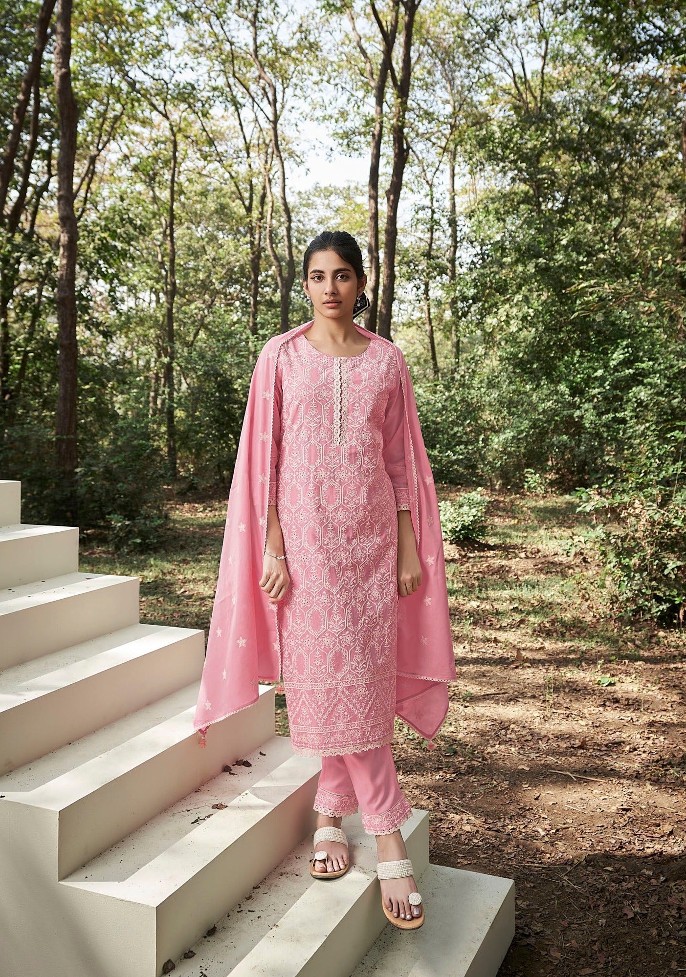 Flamingo Soft Cotton Kurta Set-fourbuttons-in