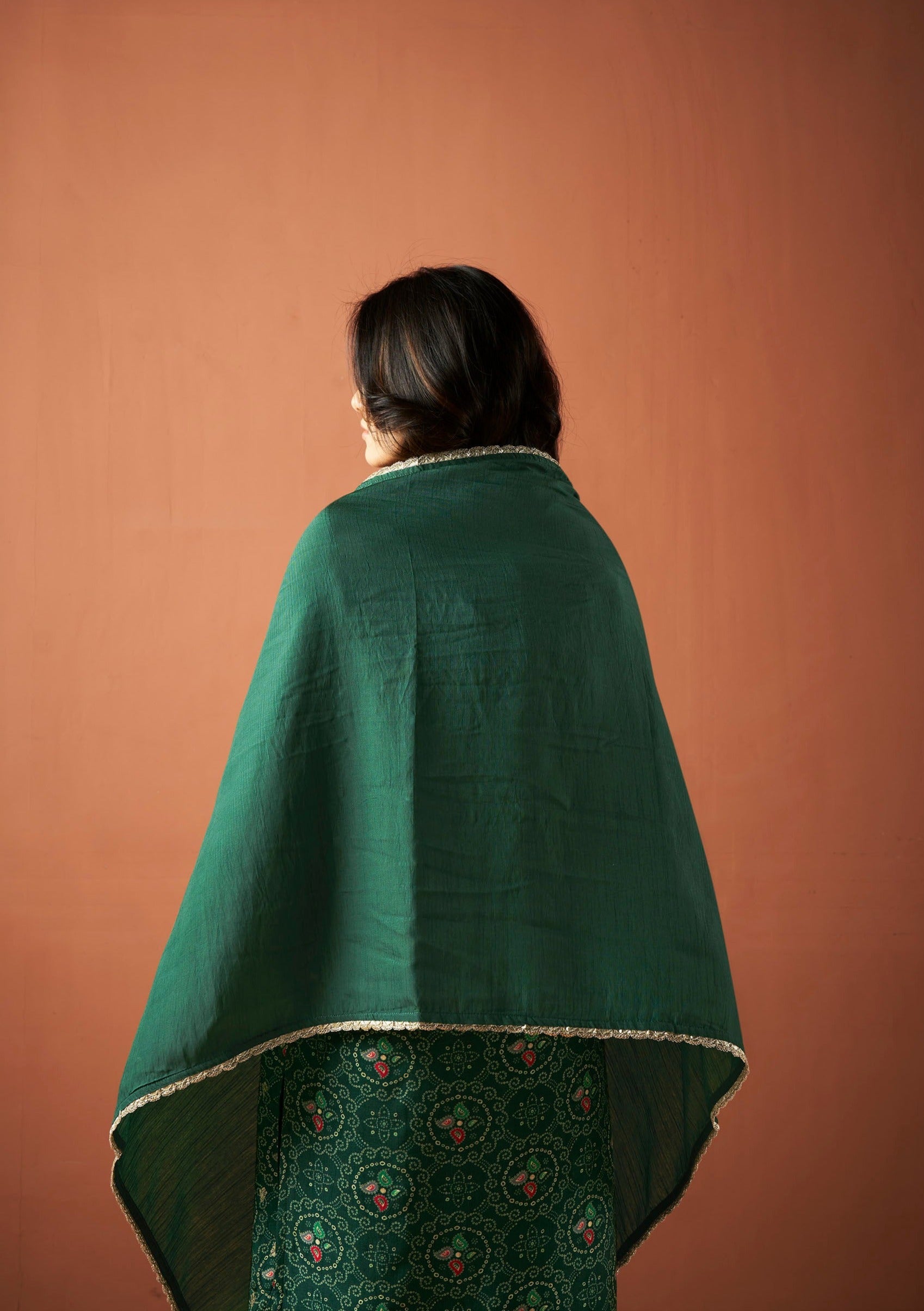 Green Dola Silk Kurta Set-fourbuttons-in