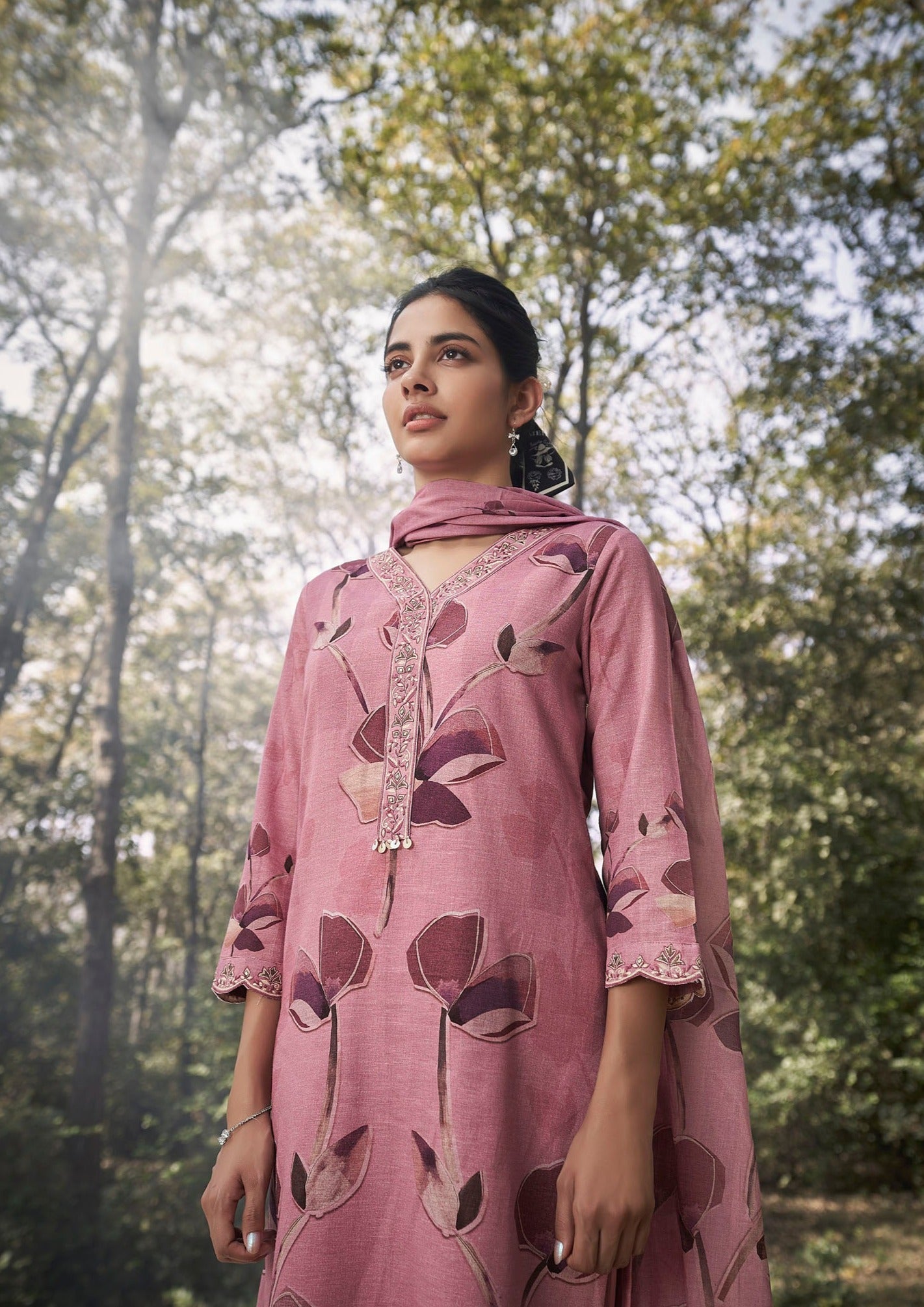 Pink Fiesta Cotton Kurta Set-fourbuttons-in