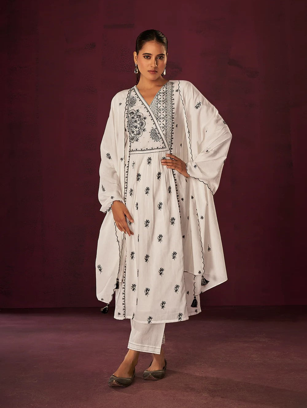 Pristine Elegance White Cotton Kurta Set-fourbuttons-in