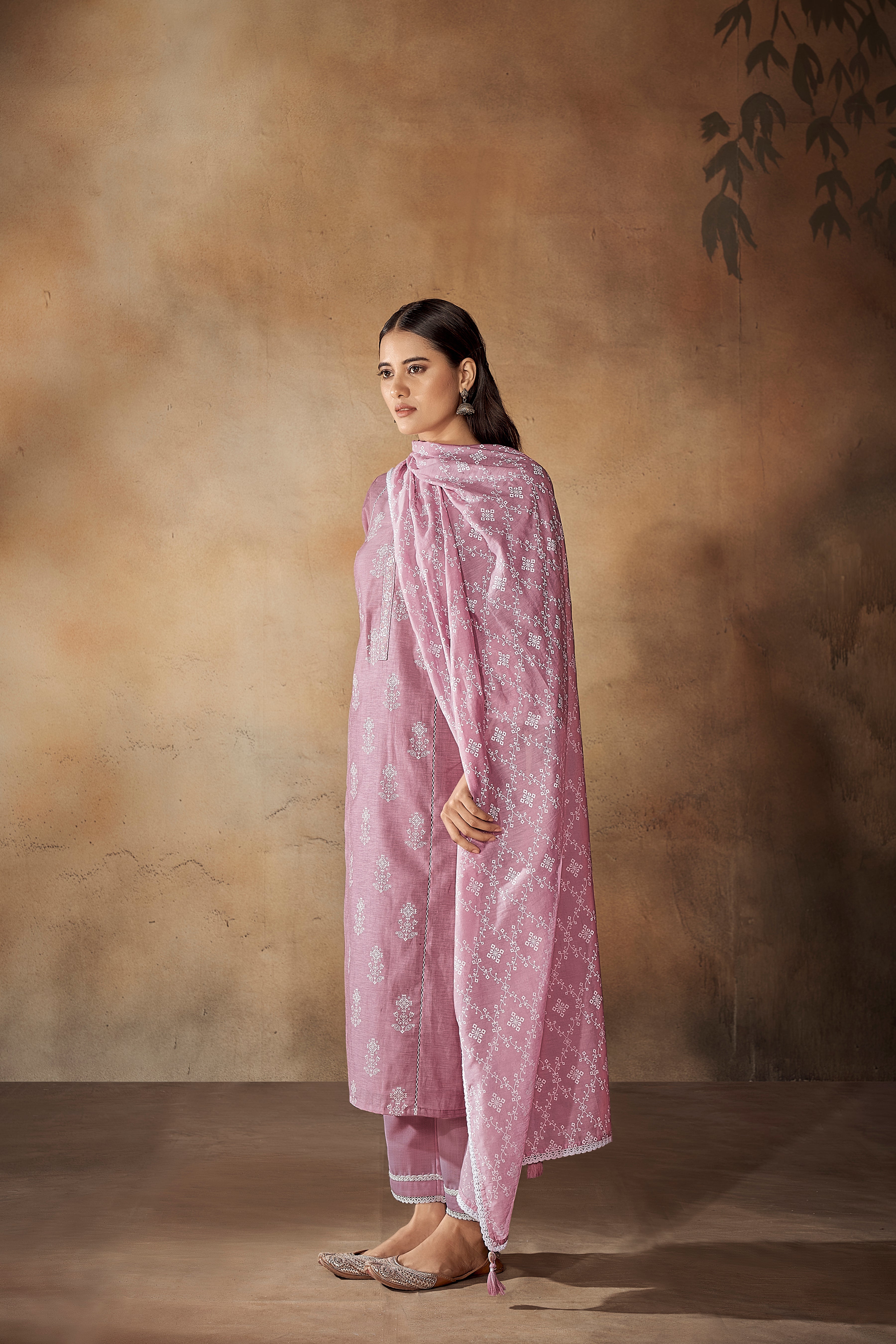 Purple Tawny Lavish Embroidery Kurta Set-fourbuttons-in