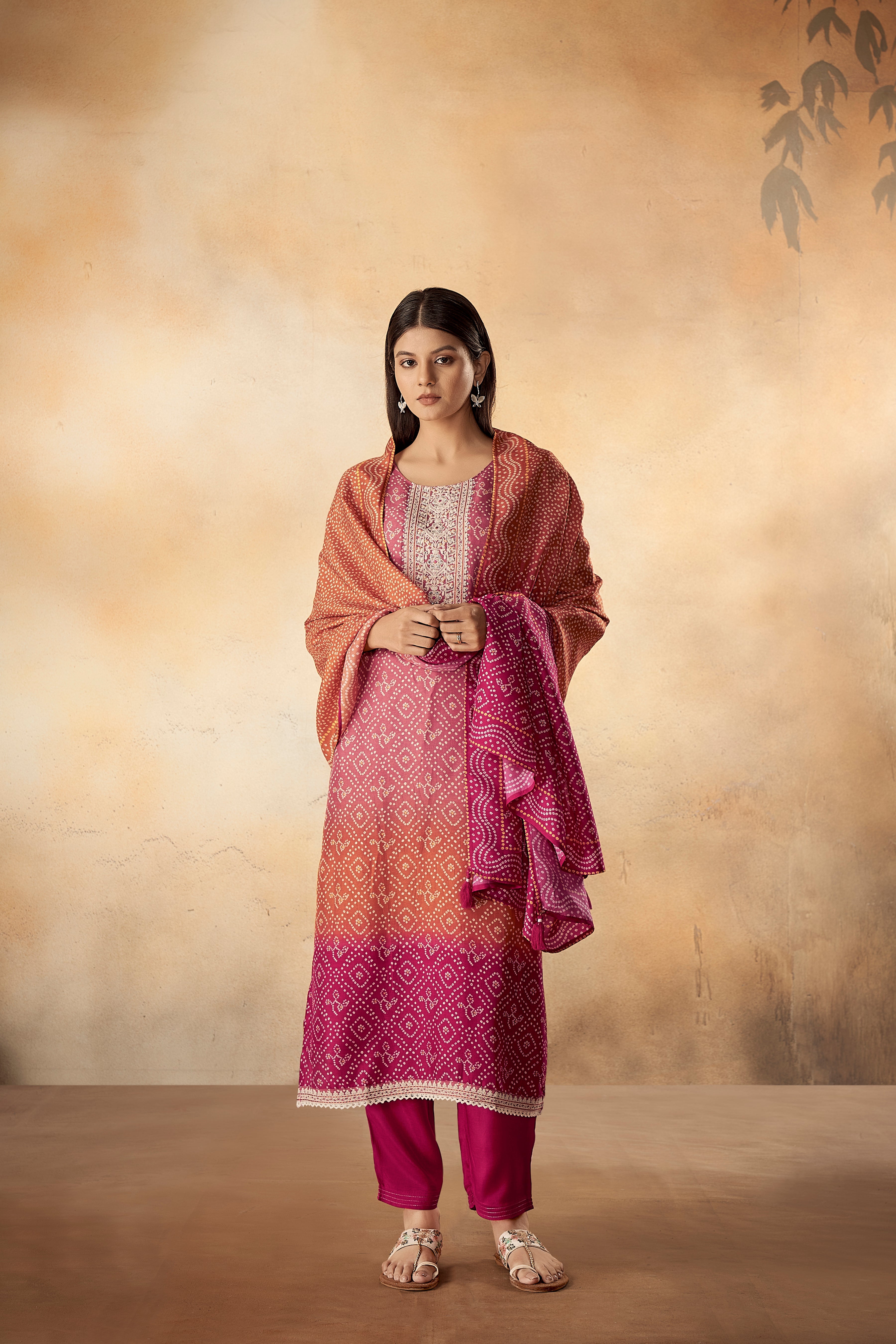 Rose Paradise Silk Kurta Set-fourbuttons-in