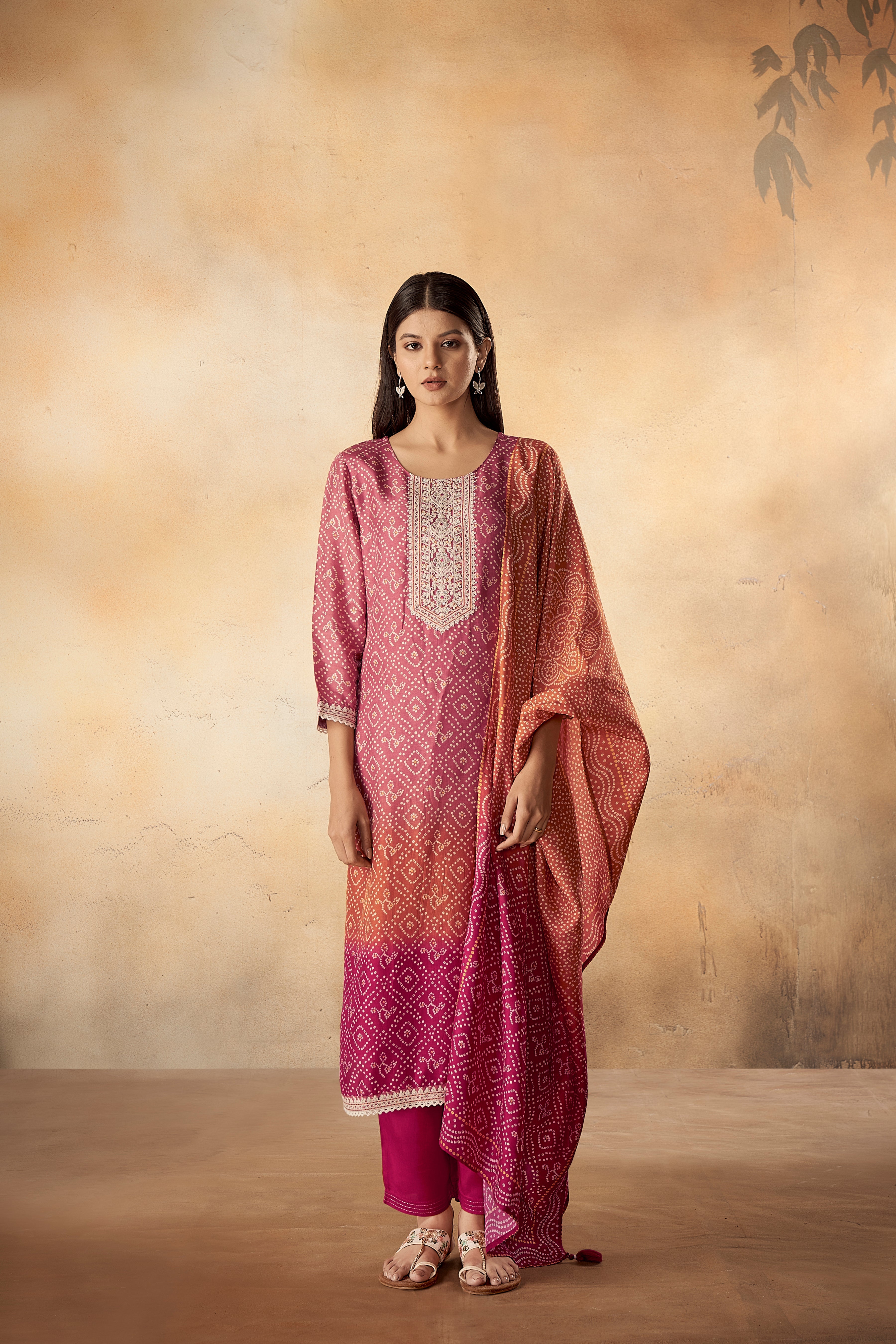 Rose Paradise Silk Kurta Set-fourbuttons-in