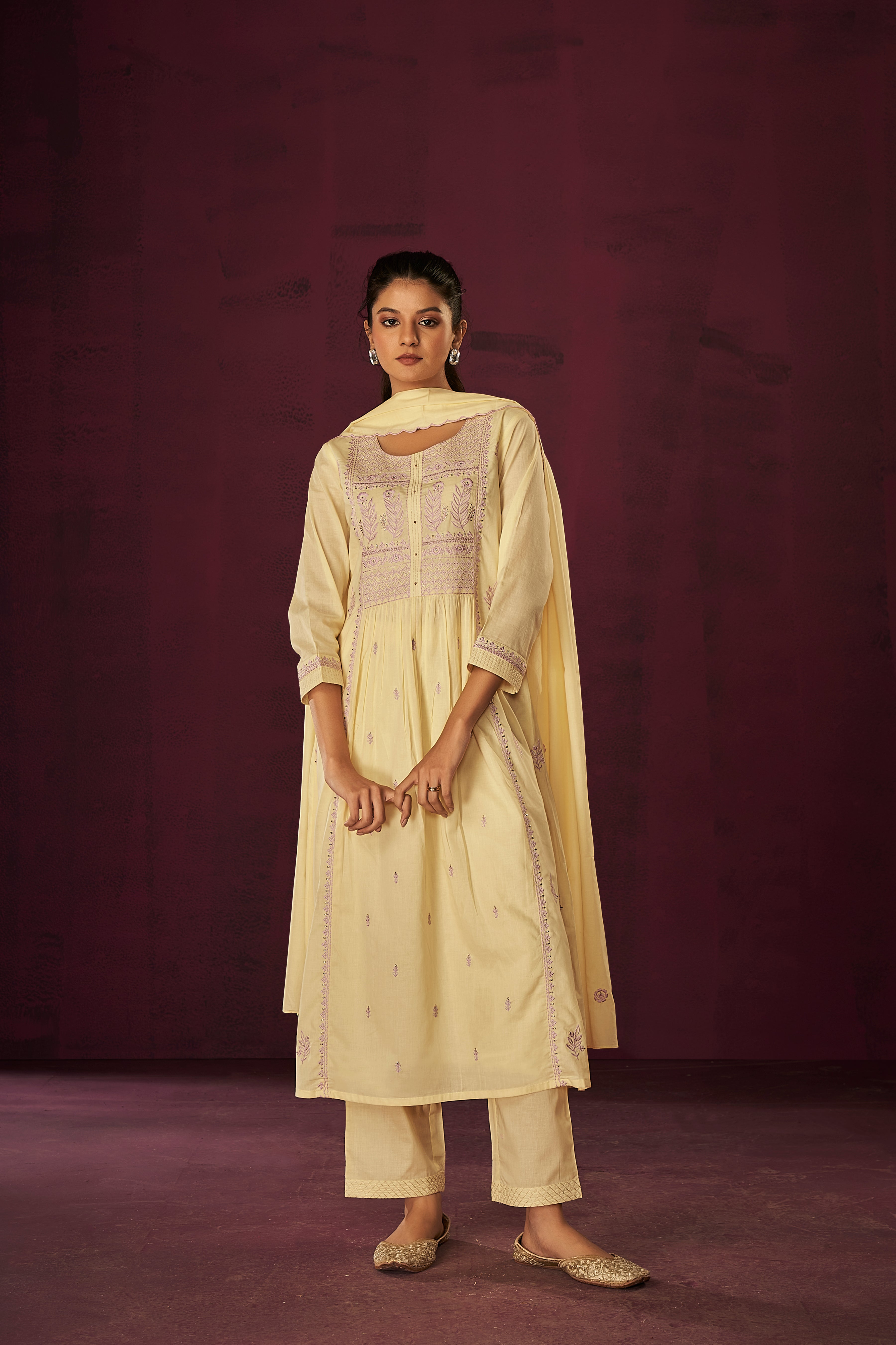 Sunshine Marigold Cotton Kurta Set-fourbuttons-in