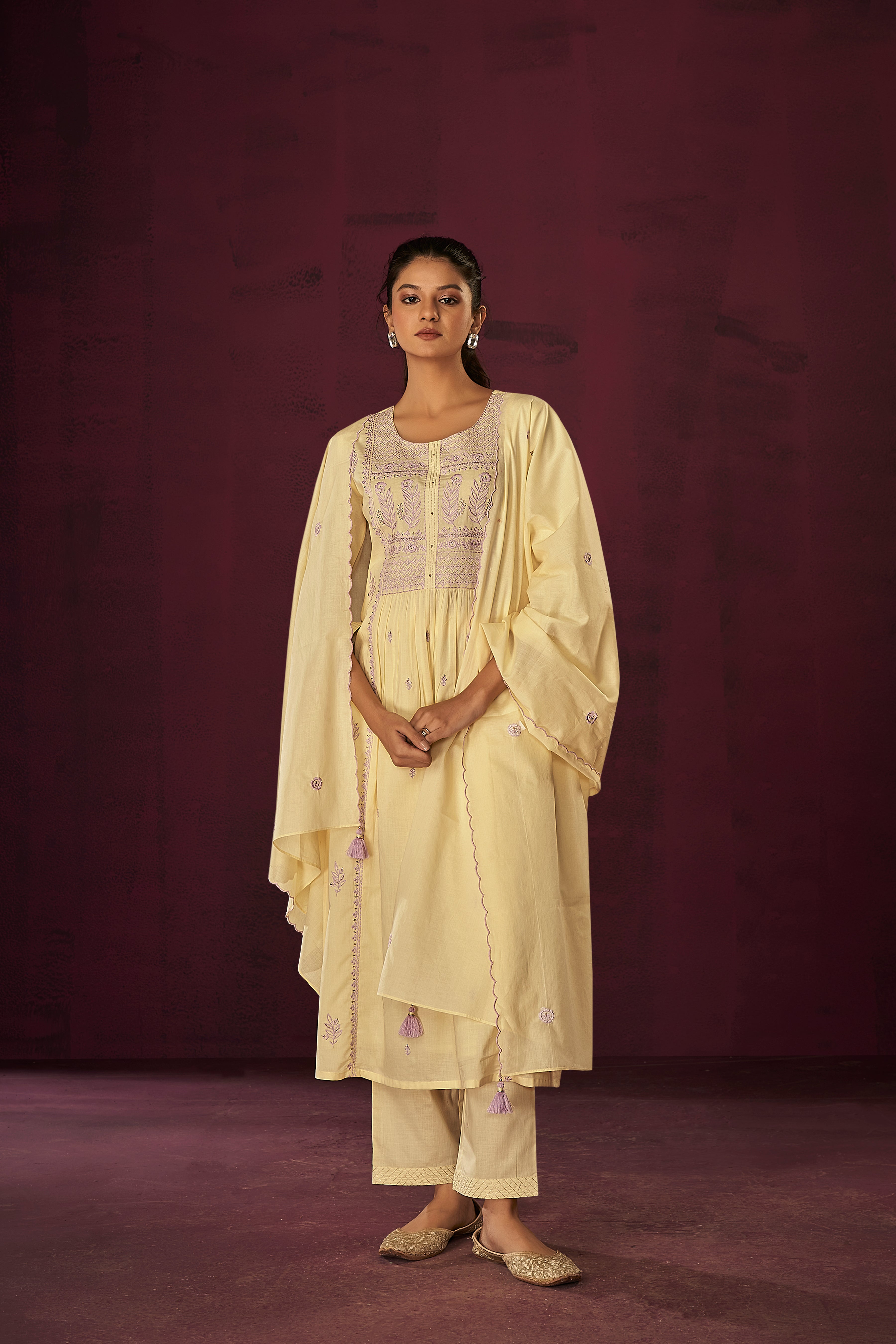 Sunshine Marigold Cotton Kurta Set-fourbuttons-in