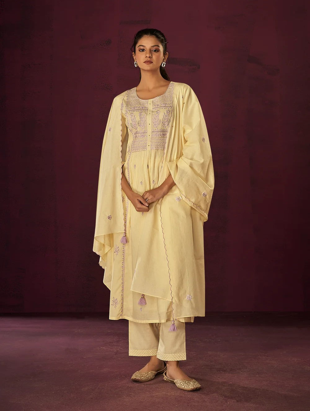 Sunshine Marigold Cotton Kurta Set-fourbuttons-in