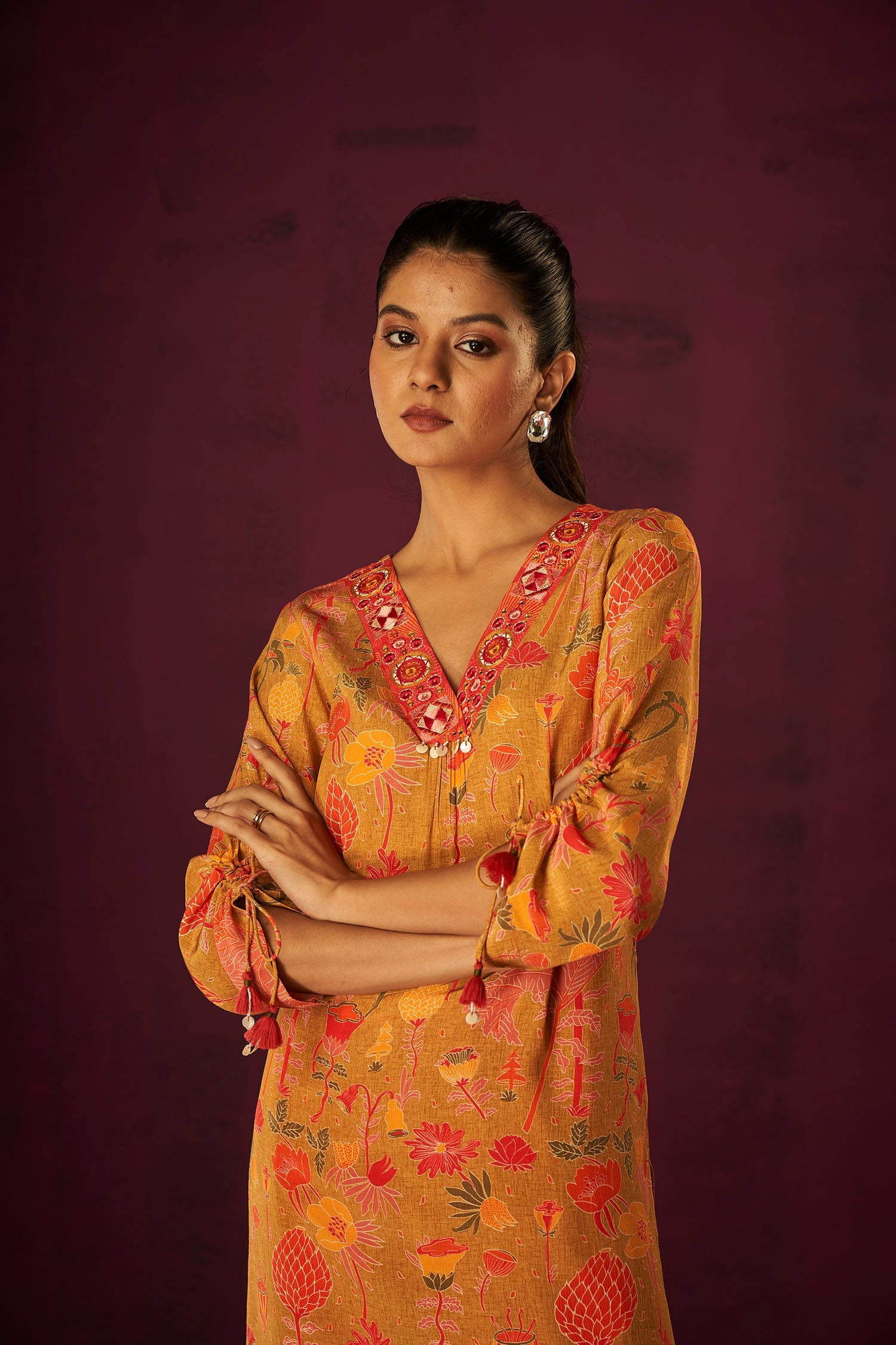 Tangerine Tales Zesty Orange Jayco Digital Kurta Set