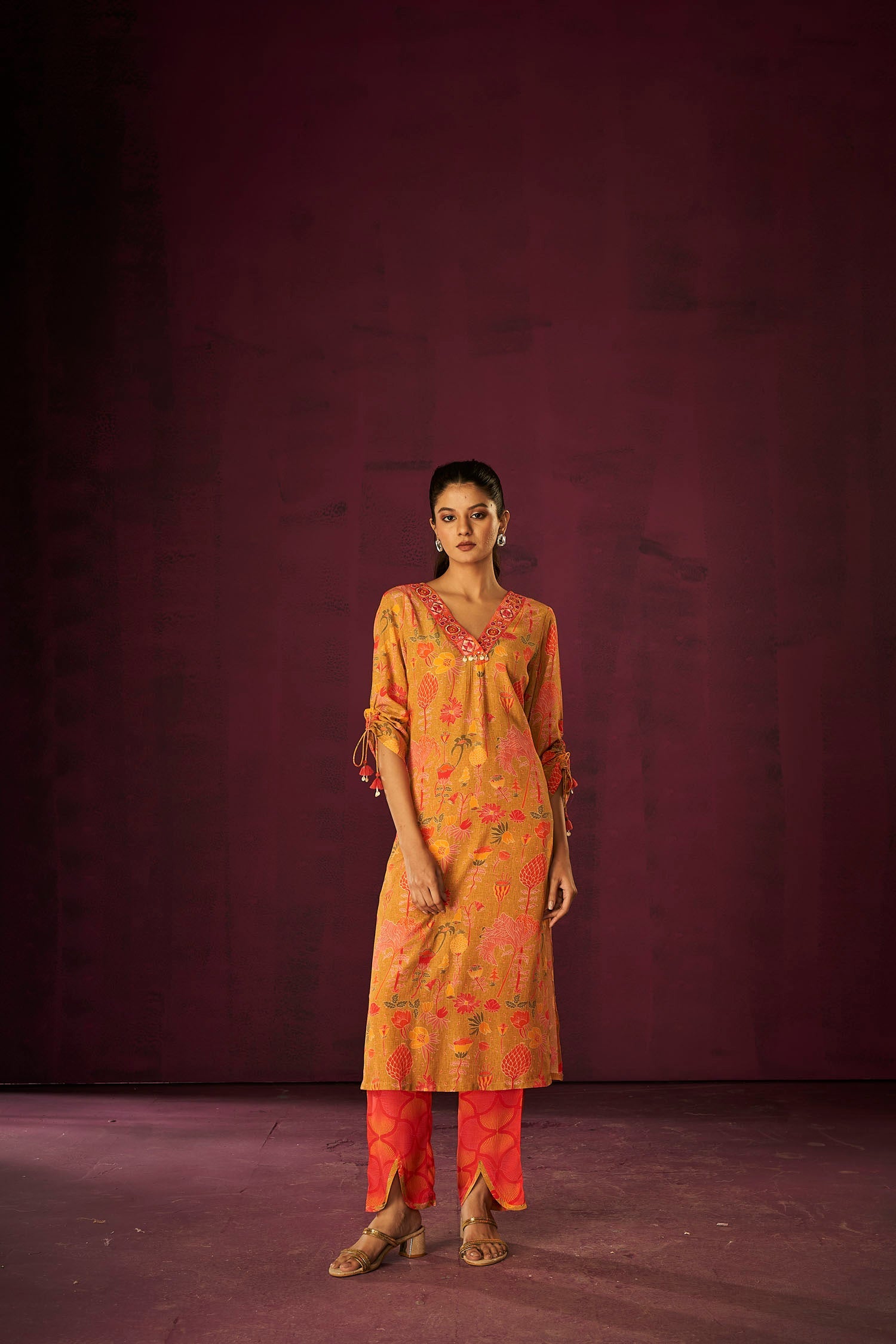 Tangerine Tales Zesty Orange Jayco Digital Kurta Set