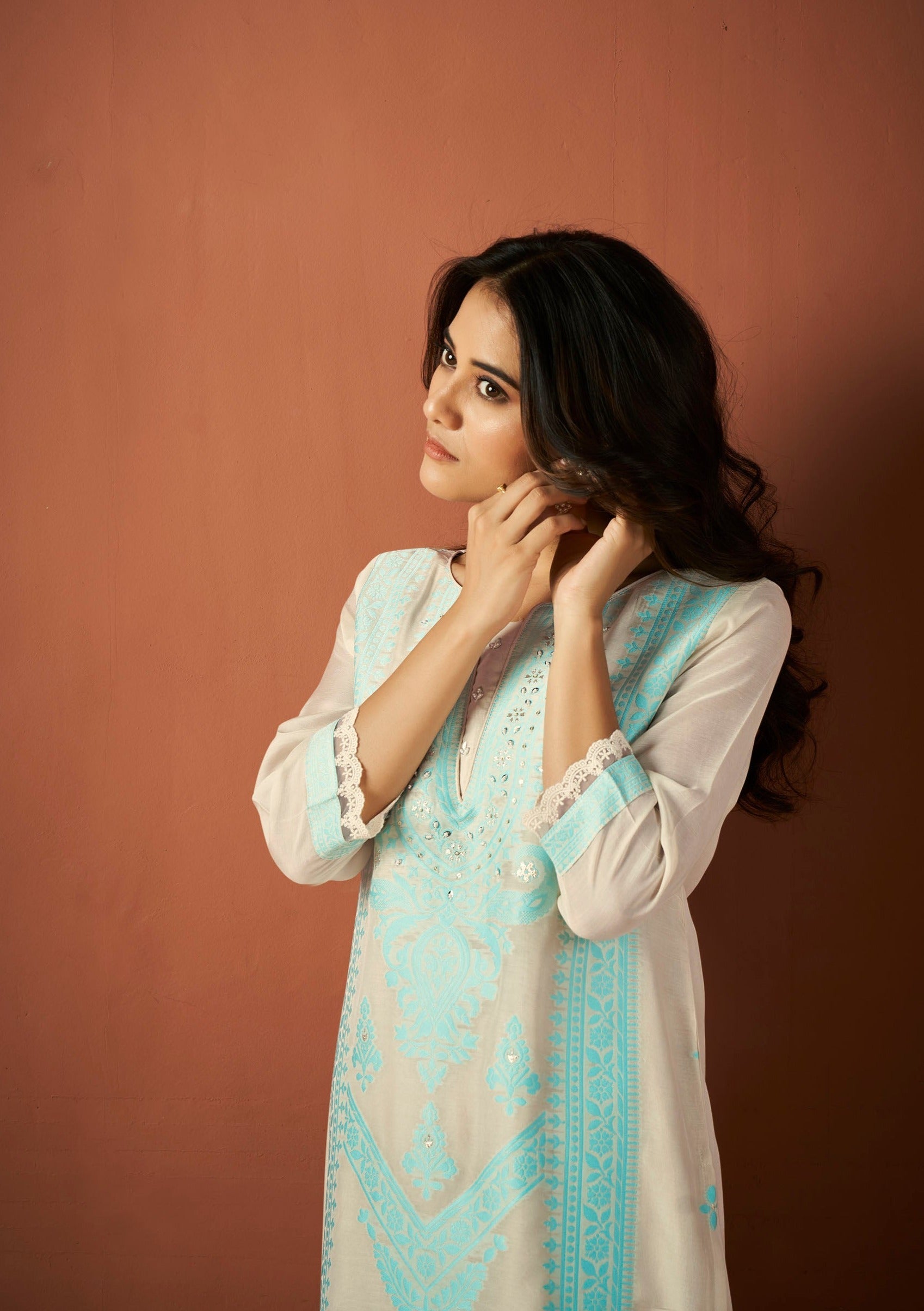 Top Dyed Jacquard Silk Kurta Set-fourbuttons-in