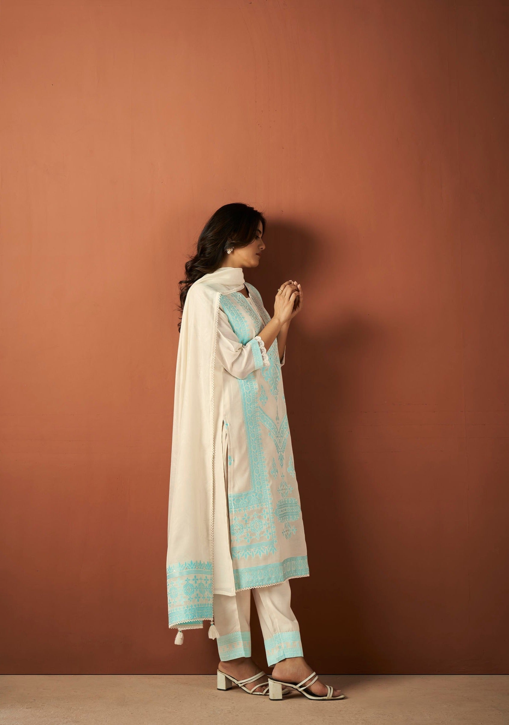 Top Dyed Jacquard Silk Kurta Set-fourbuttons-in