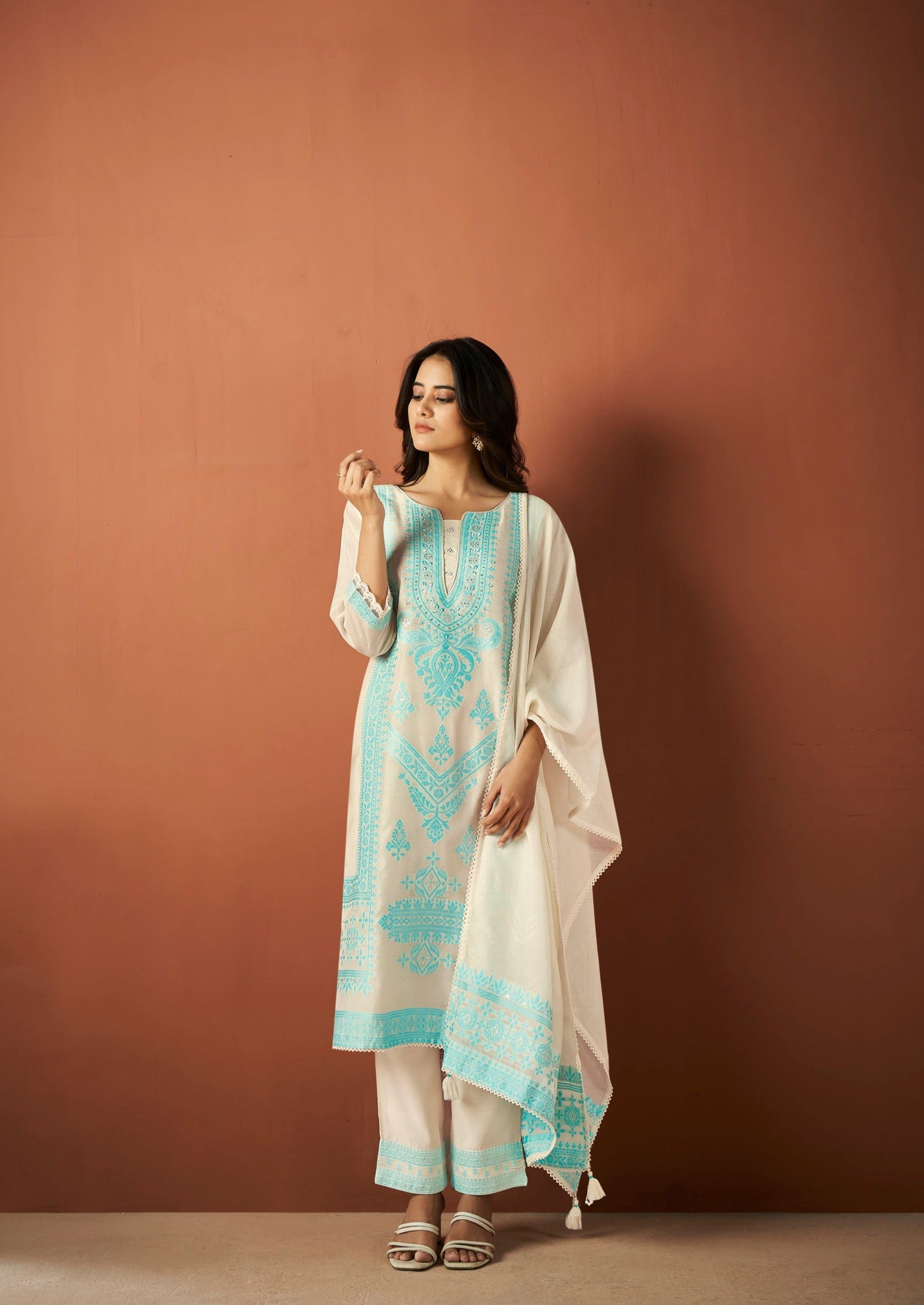 Top Dyed Jacquard Silk Kurta Set-fourbuttons-in