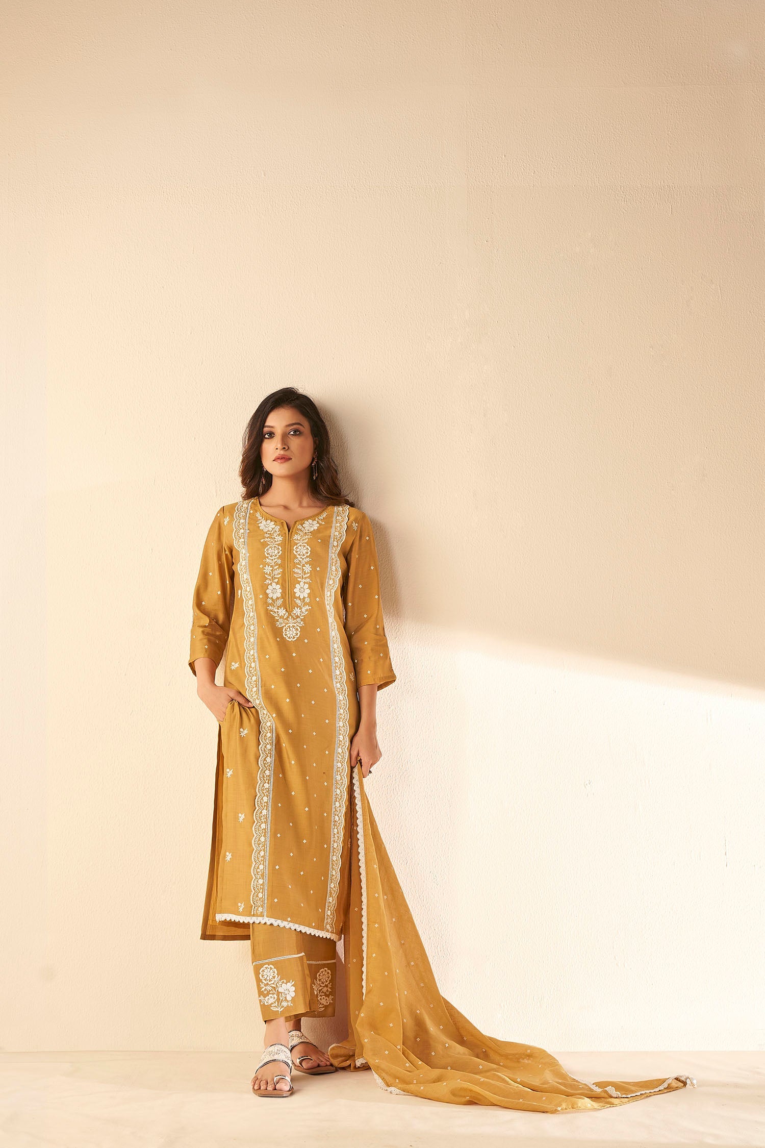 Yellow Chikankari Kurta Set