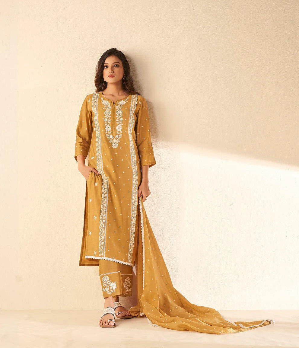 Yellow Chikankari Kurta Set